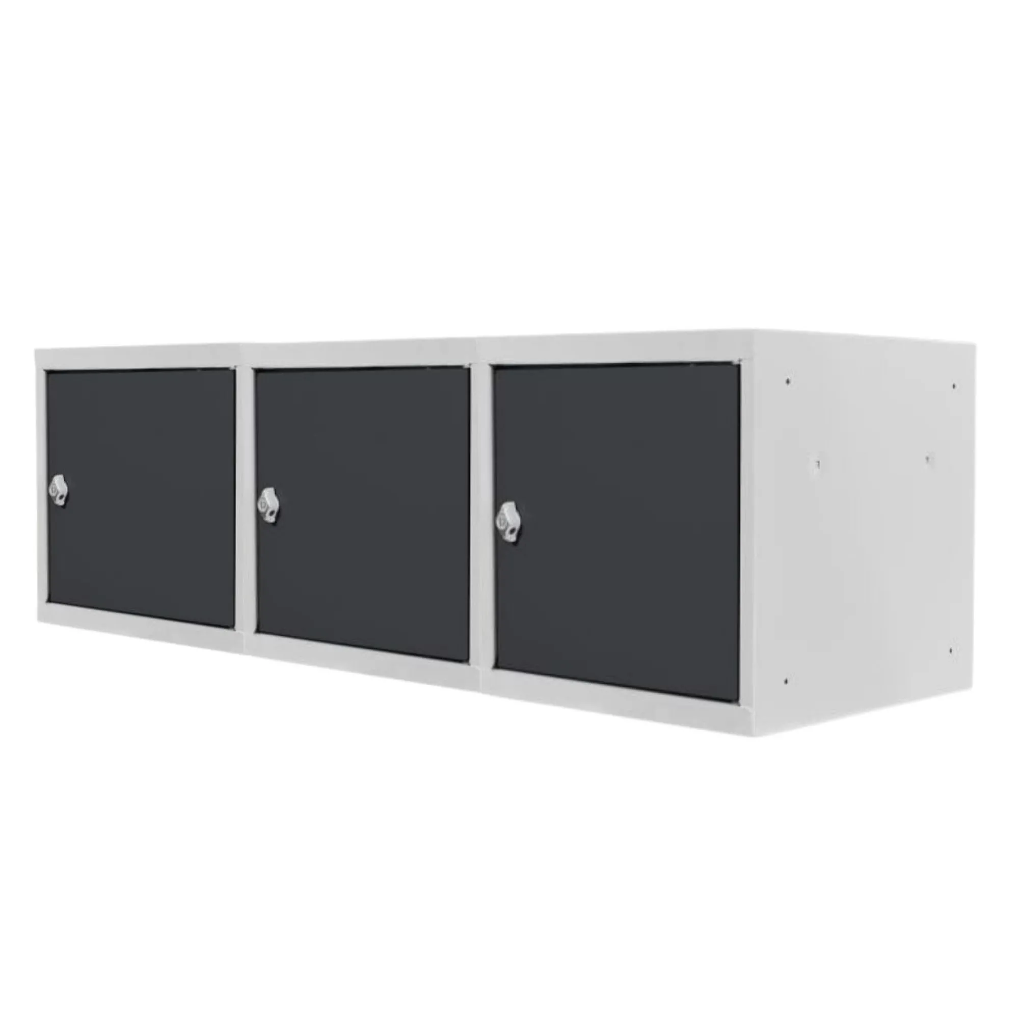 Mega Deal | 3x Schließfachwürfel Blocky mit Drehriegelschloss für Vorhängeschloss | HxBxT 40x40x40cm | Lichtgrau/Anthrazitgrau