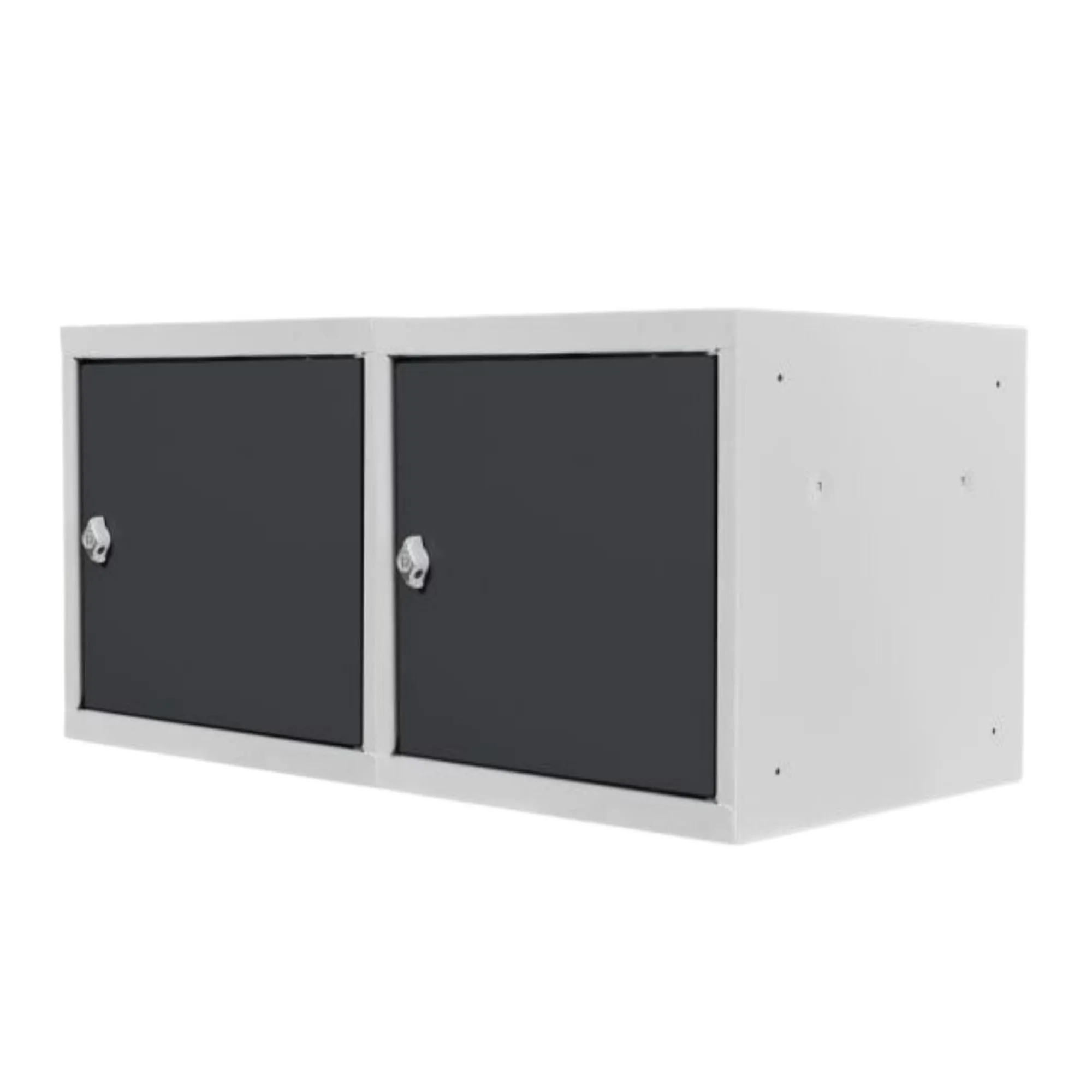 Mega Deal | 2x Schließfachwürfel Blocky mit Drehriegelschloss für Vorhängeschloss | HxBxT 40x40x40cm | Lichtgrau/Anthrazitgrau