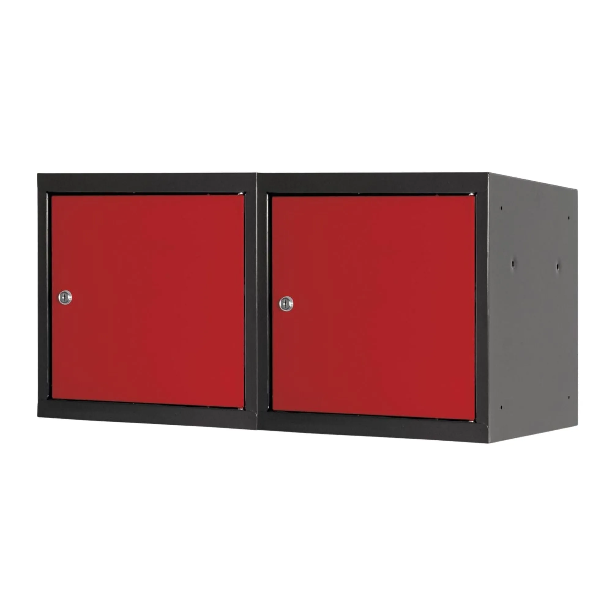 Mega Deal | 2x Schließfachwürfel Blocky mit Zylinderschloss + 2 Schlüssel | HxBxT 40x40x40cm | Anthrazit/Verkehrsrot