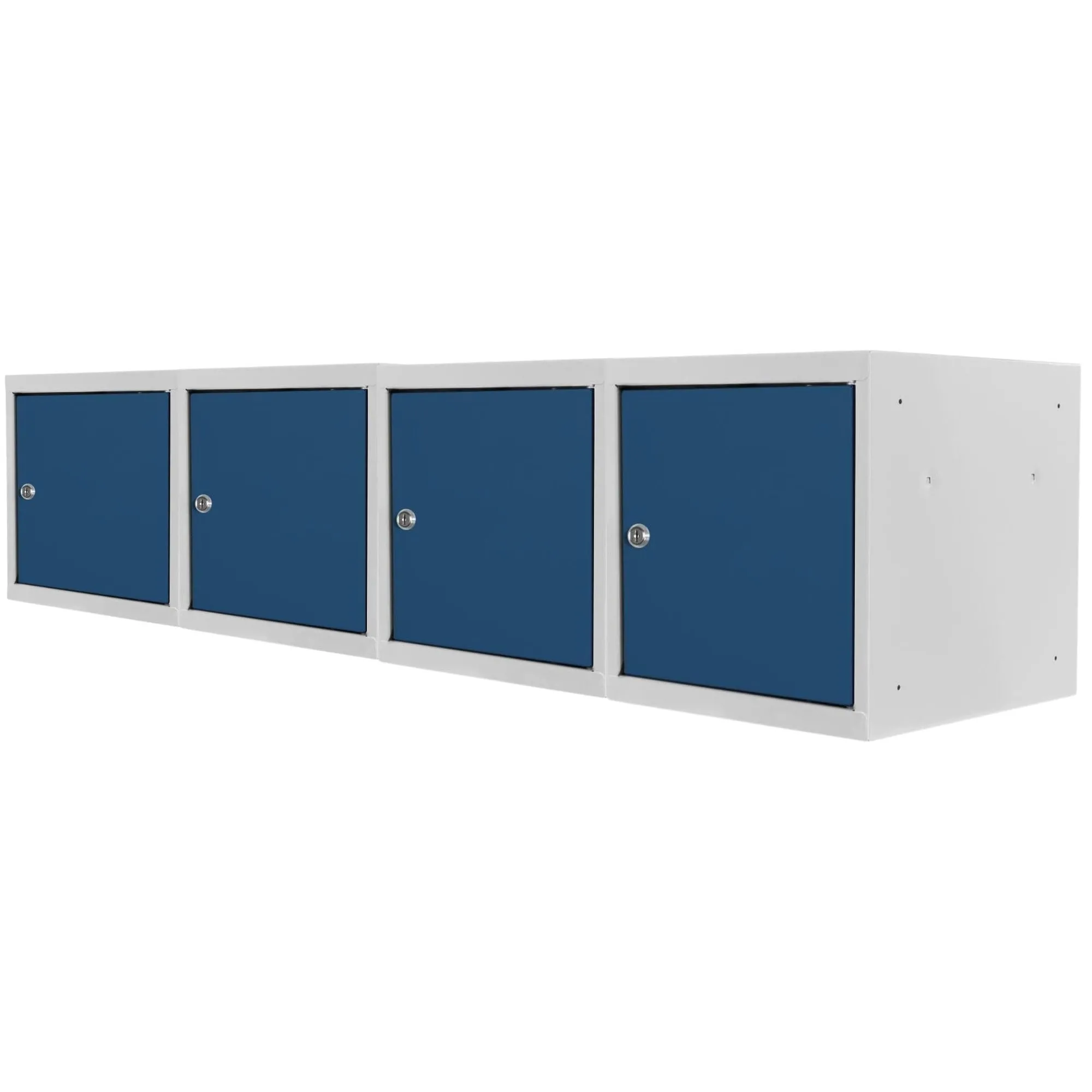 Mega Deal | 4x Schließfachwürfel Blocky mit Zylinderschloss + 2 Schlüssel | HxBxT 40x40x40cm | Lichtgrau/Blau