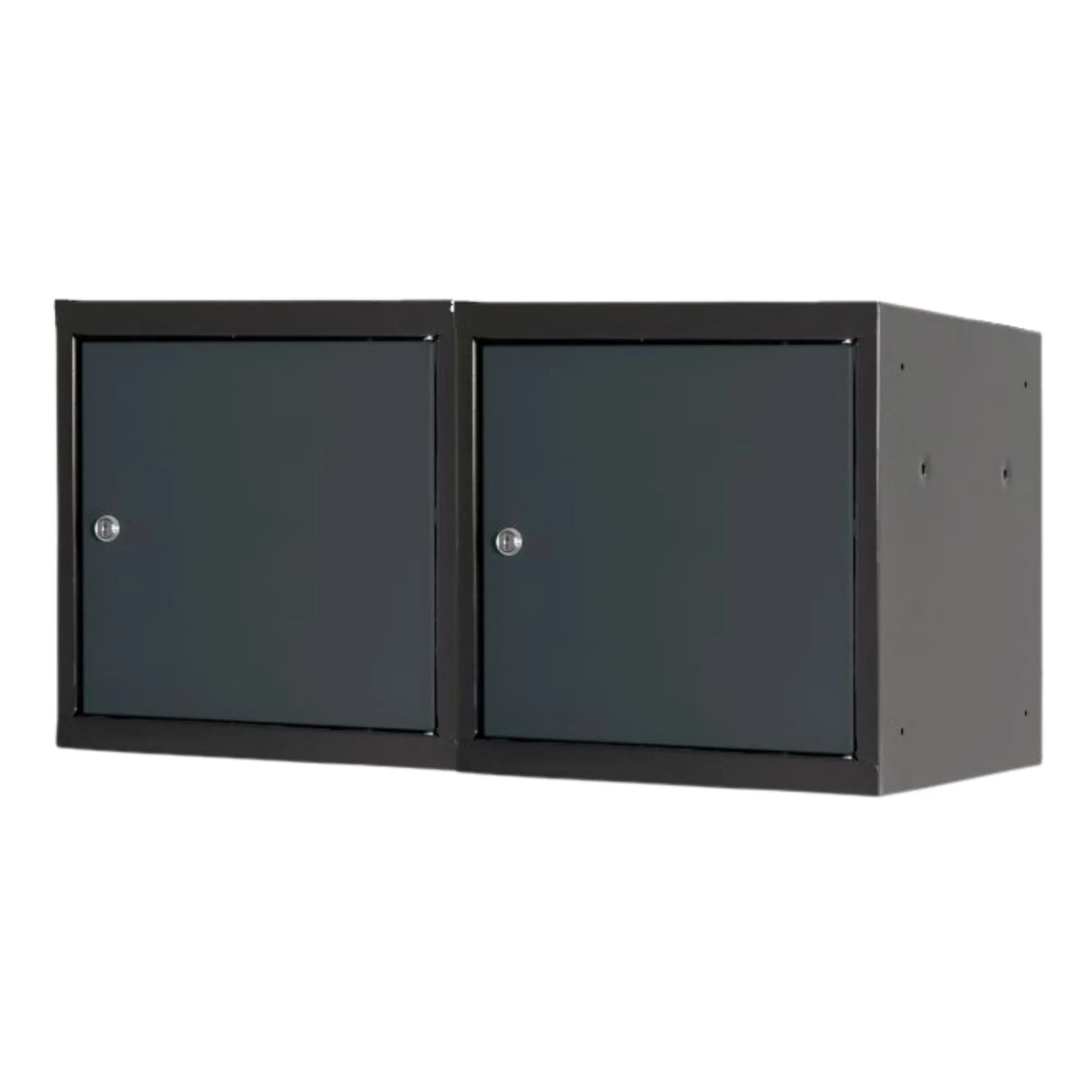 Mega Deal | 2x Schließfachwürfel Blocky mit Zylinderschloss + 2 Schlüssel | HxBxT 40x40x40cm | Anthrazit/Anthrazitgrau