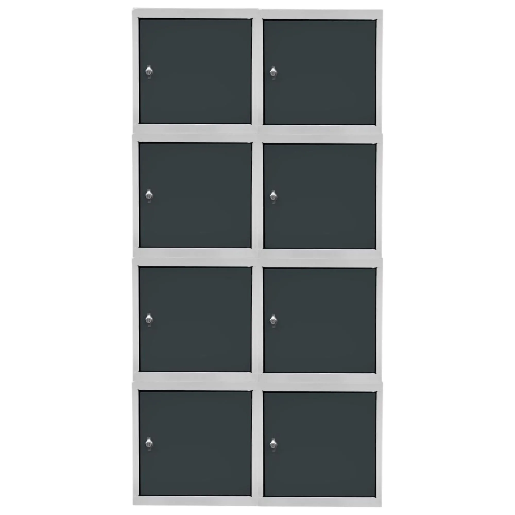 Mega Deal | 8x Schließfachwürfel Blocky mit Drehriegelschloss für Vorhängeschloss | HxBxT 40x40x40cm | Lichtgrau/Anthrazitgrau