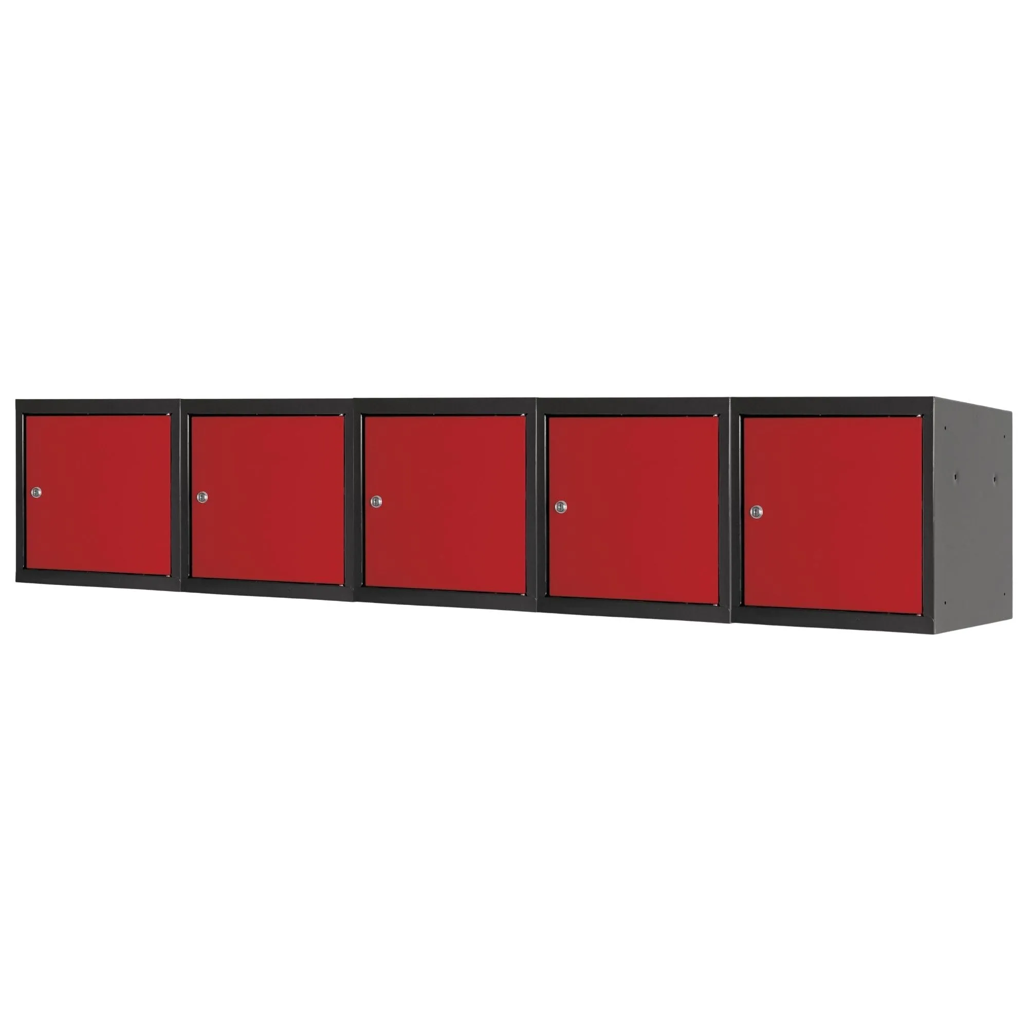 Mega Deal | 5x Schließfachwürfel Blocky mit Zylinderschloss + 2 Schlüssel | HxBxT 40x40x40cm | Anthrazit/Verkehrsrot