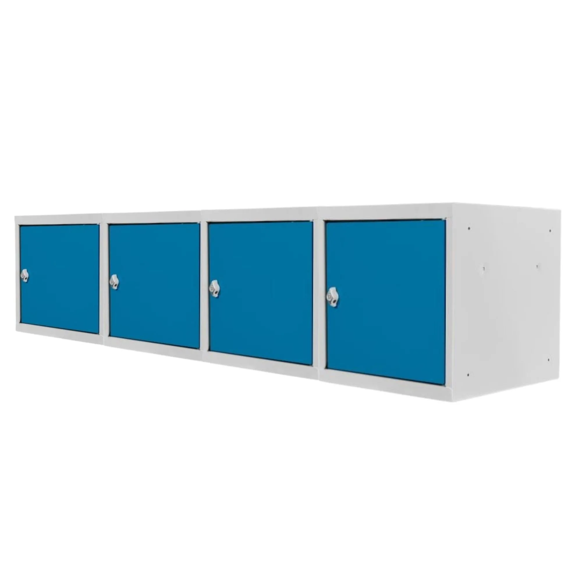 Mega Deal | 4x Schließfachwürfel Blocky mit Drehriegelschloss für Vorhängeschloss | HxBxT 40x40x40cm | Lichtgrau/Lichtblau