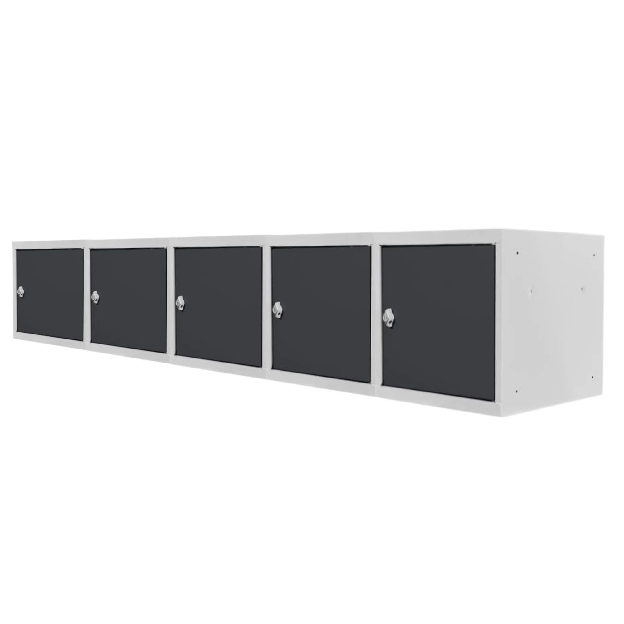 Mega Deal | 5x Schließfachwürfel Blocky mit Drehriegelschloss für Vorhängeschloss | HxBxT 40x40x40cm | Lichtgrau/Anthrazitgrau