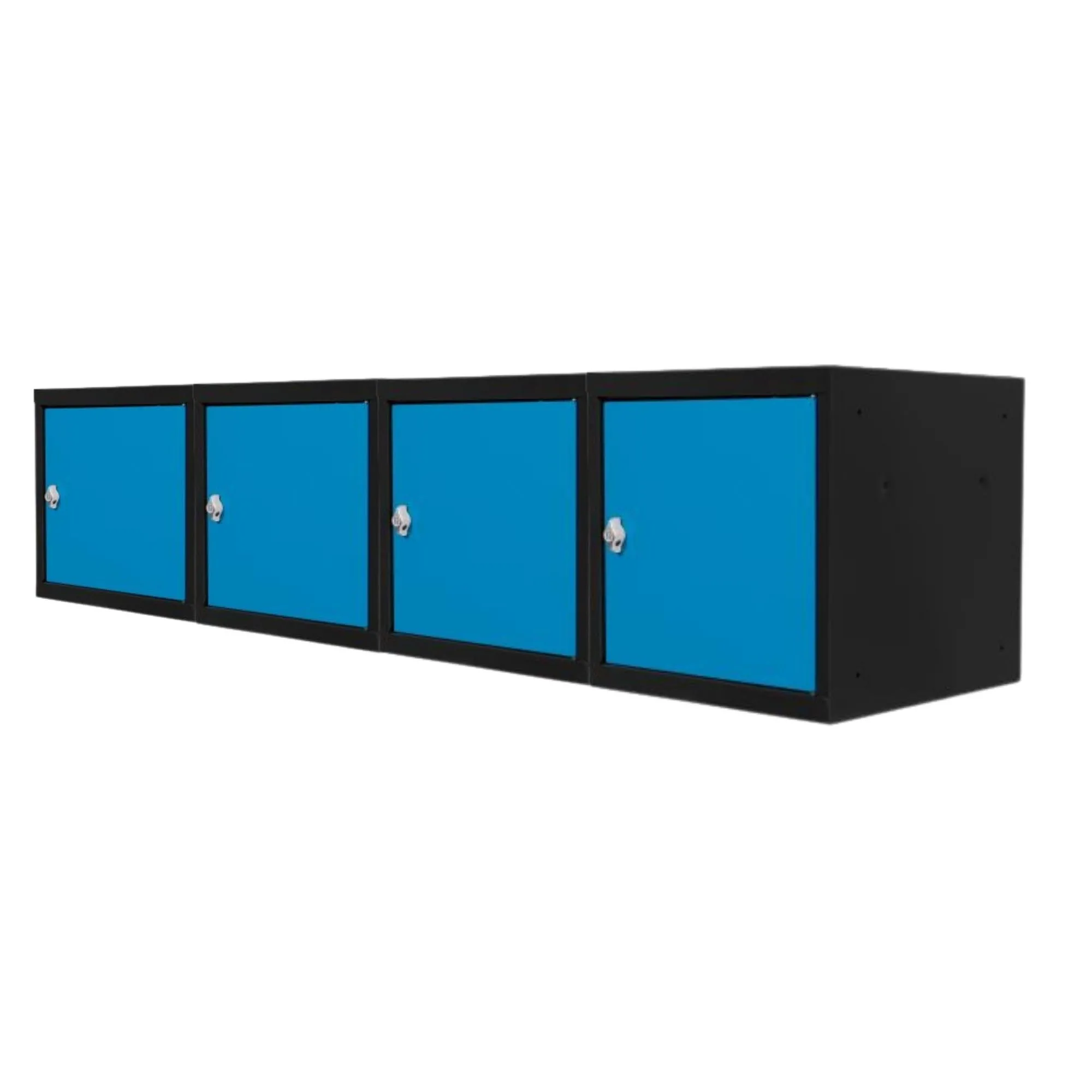 Mega Deal | 4x Schließfachwürfel Blocky mit Drehriegelschloss für Vorhängeschloss | HxBxT 40x40x40cm | Anthrazit/Lichtblau