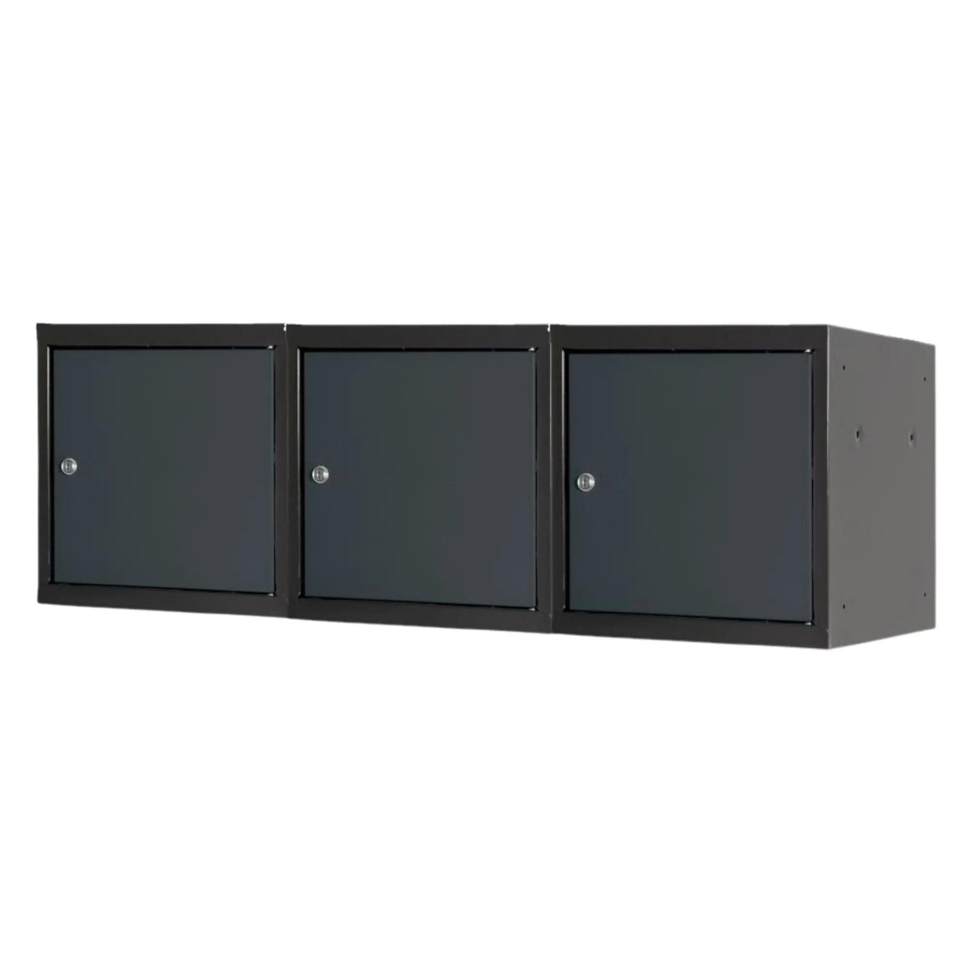 Mega Deal | 3x Schließfachwürfel Blocky mit Zylinderschloss + 2 Schlüssel | HxBxT 40x40x40cm | Anthrazit/Anthrazitgrau