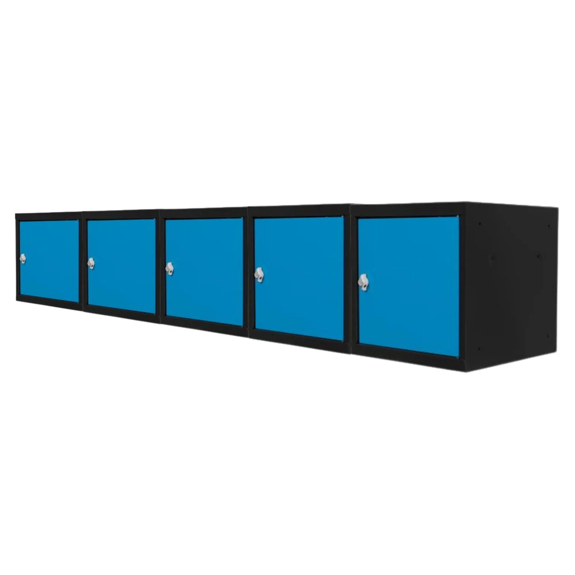 Mega Deal | 5x Schließfachwürfel Blocky mit Drehriegelschloss für Vorhängeschloss | HxBxT 40x40x40cm | Anthrazit/Lichtblau