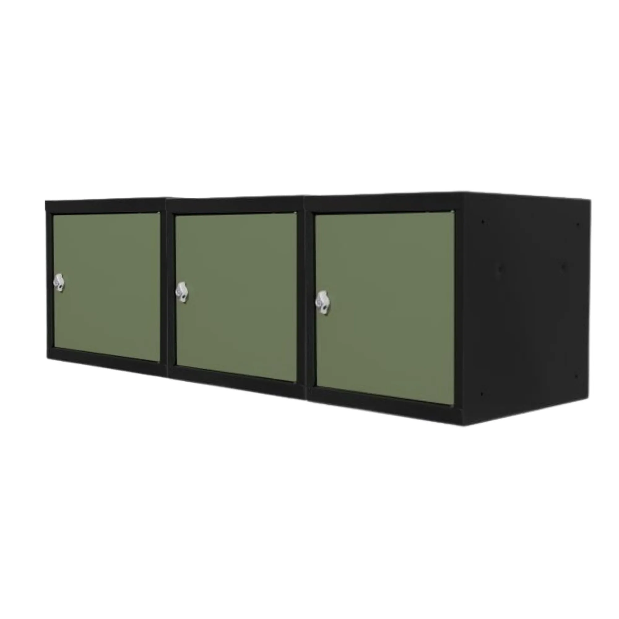 Mega Deal | 3x Schließfachwürfel Blocky mit Drehriegelschloss für Vorhängeschloss | HxBxT 40x40x40cm | Anthrazit/Resedagrün