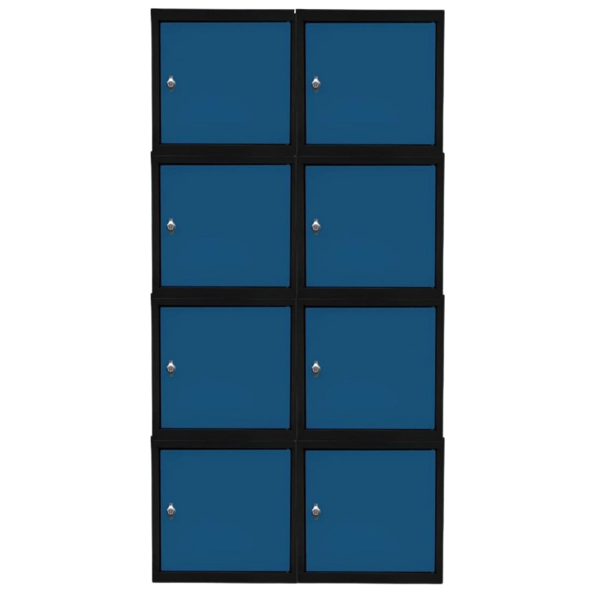 Mega Deal | 8x Schließfachwürfel Blocky mit Drehriegelschloss für Vorhängeschloss | HxBxT 40x40x40cm | Anthrazit/Enzianblau