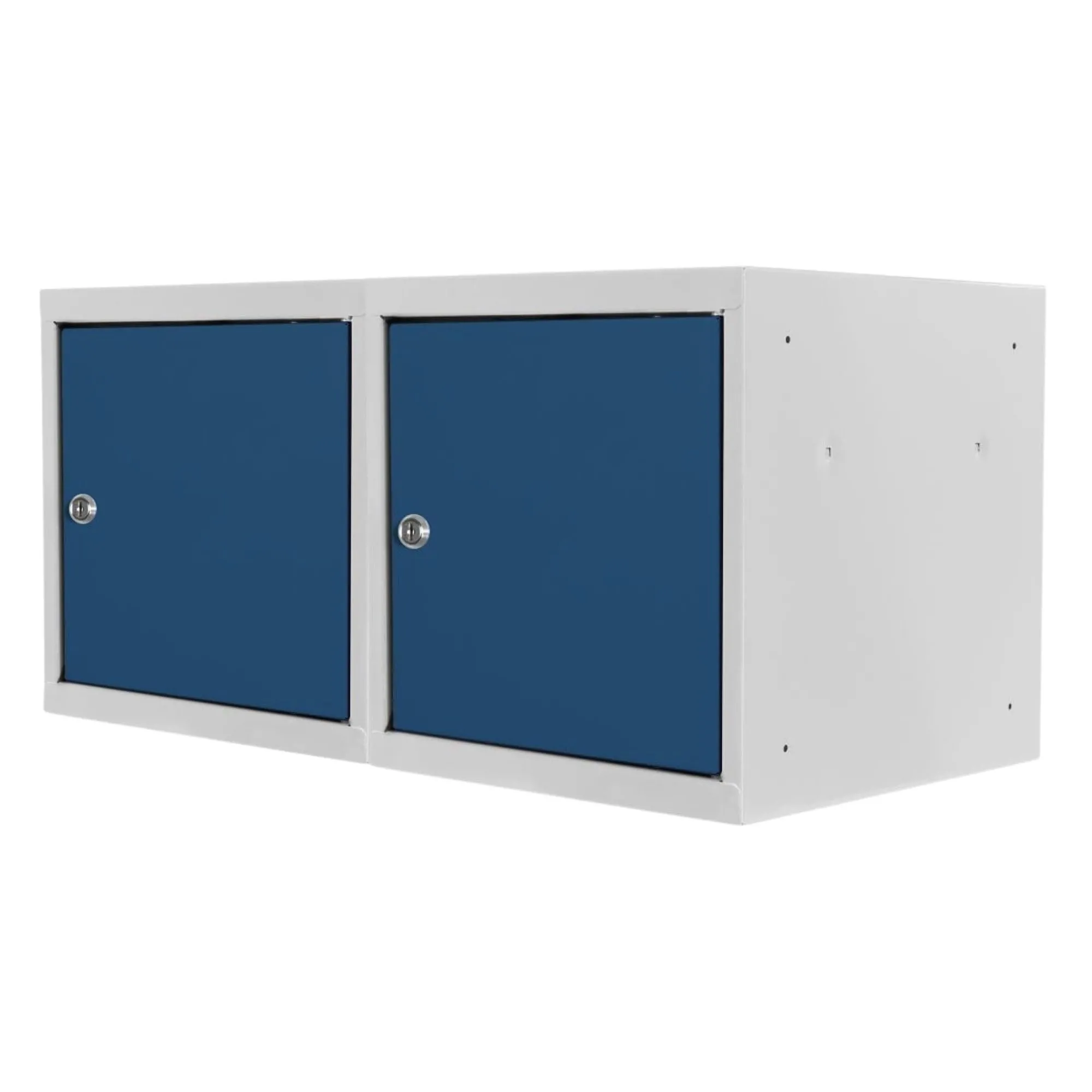 Mega Deal | 2x Schließfachwürfel Blocky mit Zylinderschloss + 2 Schlüssel | HxBxT 40x40x40cm | Lichtgrau/Blau