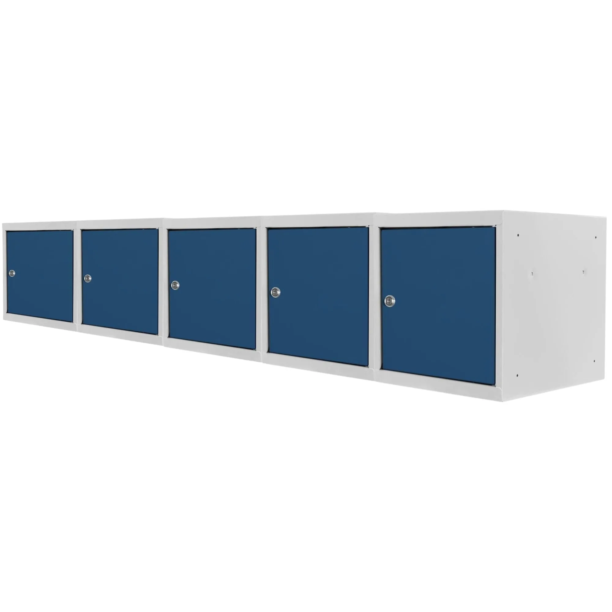 Mega Deal | 5x Schließfachwürfel Blocky mit Zylinderschloss + 2 Schlüssel | HxBxT 40x40x40cm | Lichtgrau/Blau