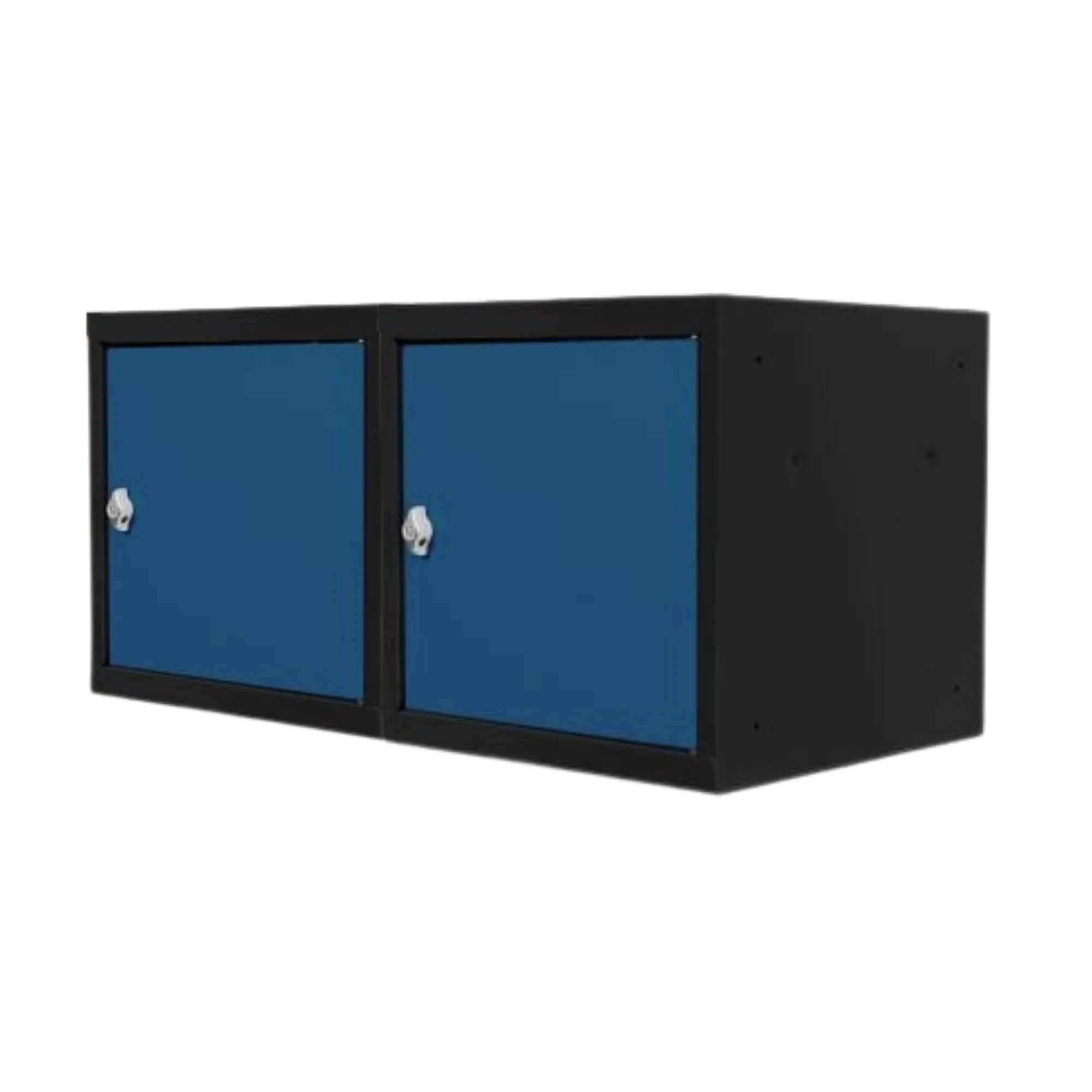 Mega Deal | 2x Schließfachwürfel Blocky mit Drehriegelschloss für Vorhängeschloss | HxBxT 40x40x40cm | Anthrazit/Enzianblau