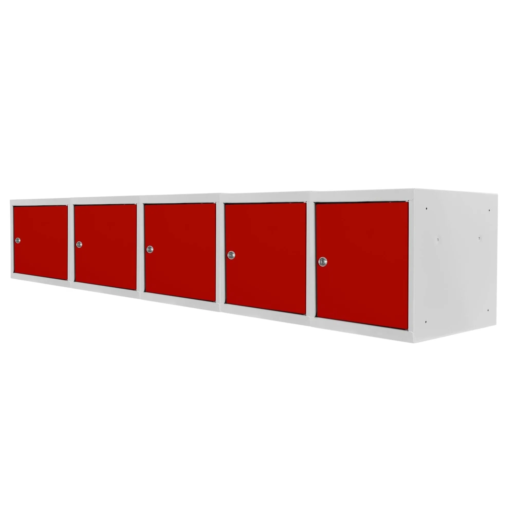 Mega Deal | 5x Schließfachwürfel Blocky mit Zylinderschloss + 2 Schlüssel | HxBxT 40x40x40cm | Lichtgrau/Rot