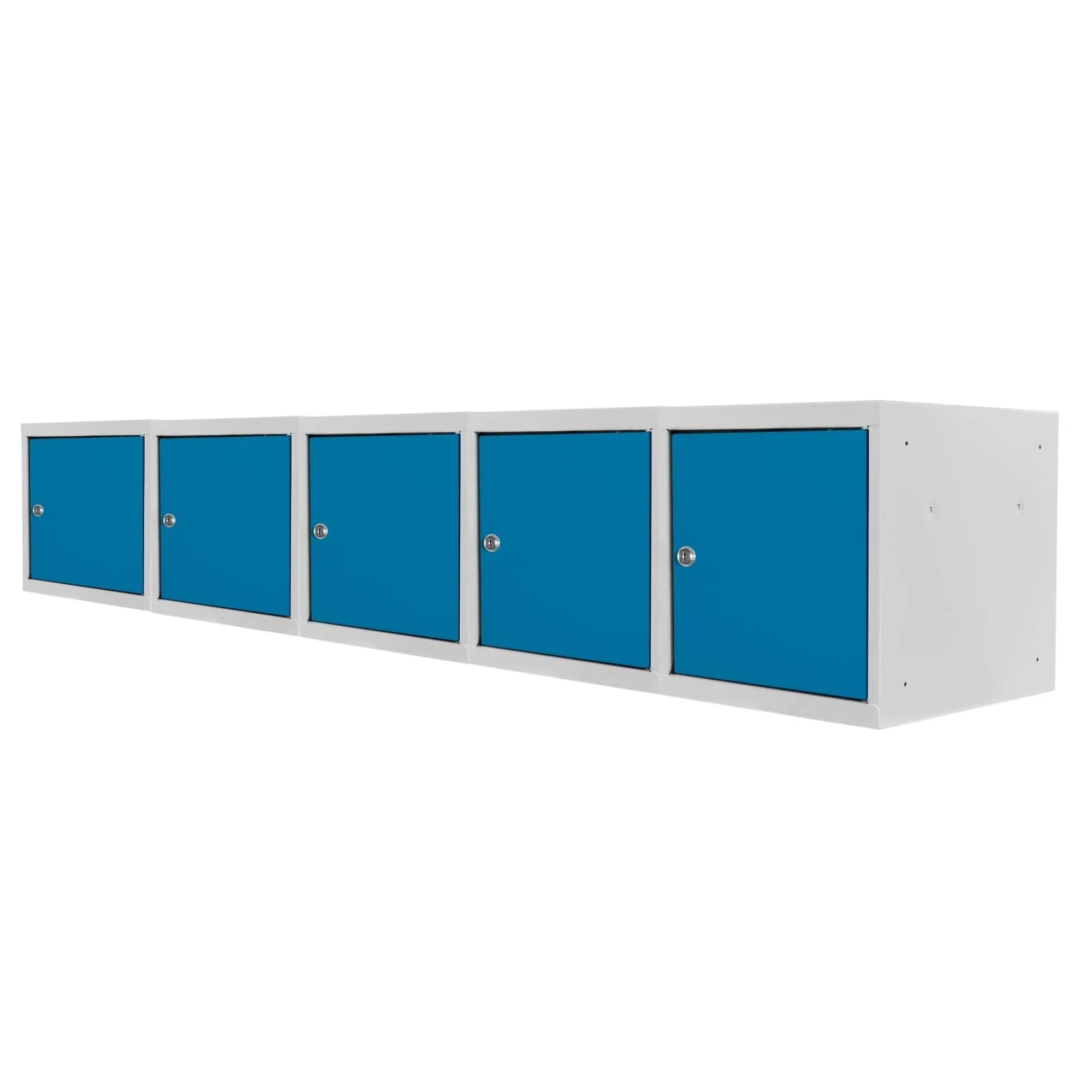 Mega Deal | 5x Schließfachwürfel Blocky mit Zylinderschloss + 2 Schlüssel | HxBxT 40x40x40cm | Lichtgrau/Lichtblau