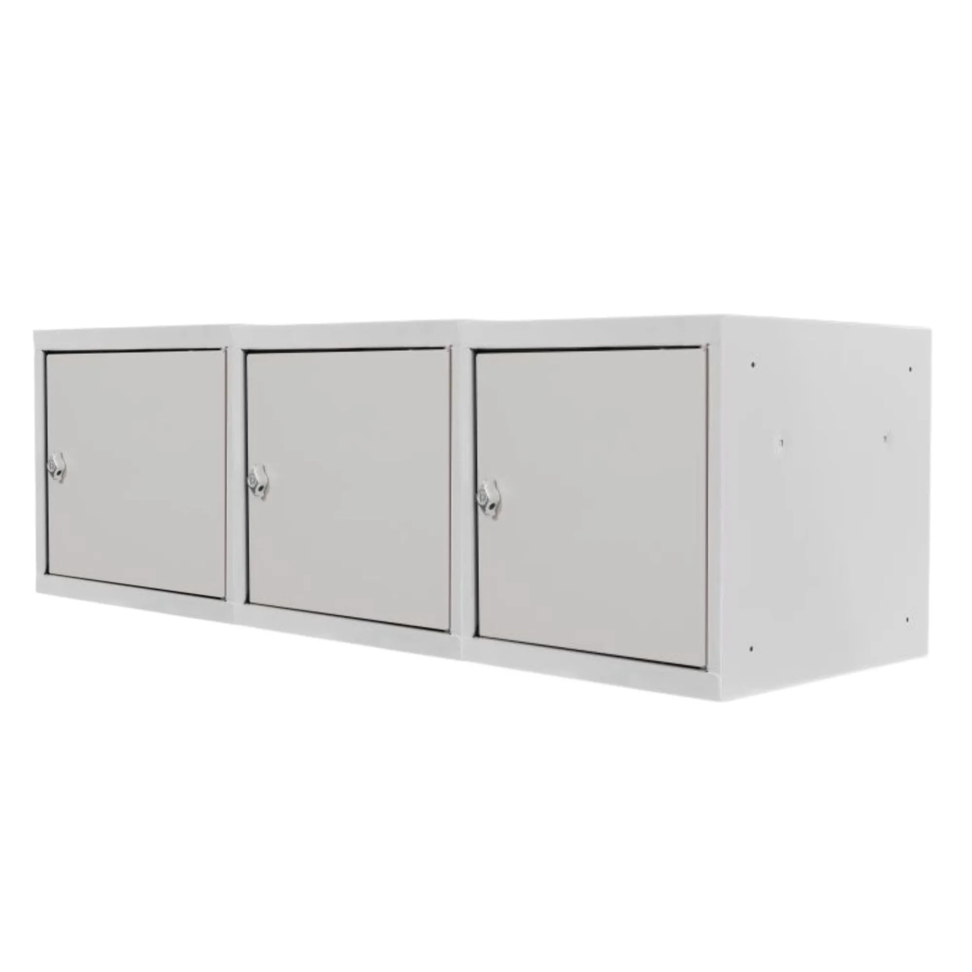 Mega Deal | 3x Schließfachwürfel Blocky mit Drehriegelschloss für Vorhängeschloss | HxBxT 40x40x40cm | Lichtgrau