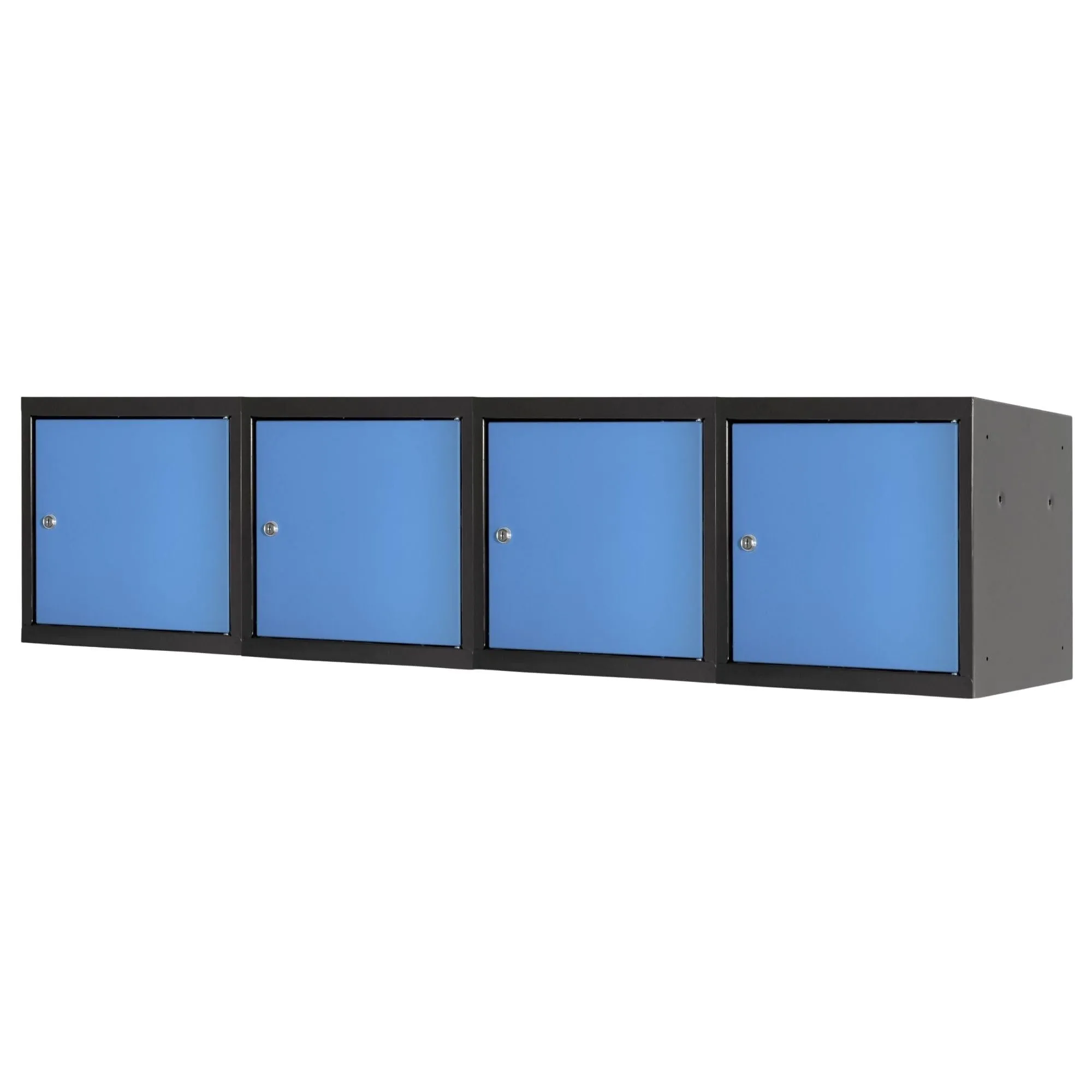 Mega Deal | 4x Schließfachwürfel Blocky mit Zylinderschloss + 2 Schlüssel | HxBxT 40x40x40cm | Anthrazit/Lichtblau