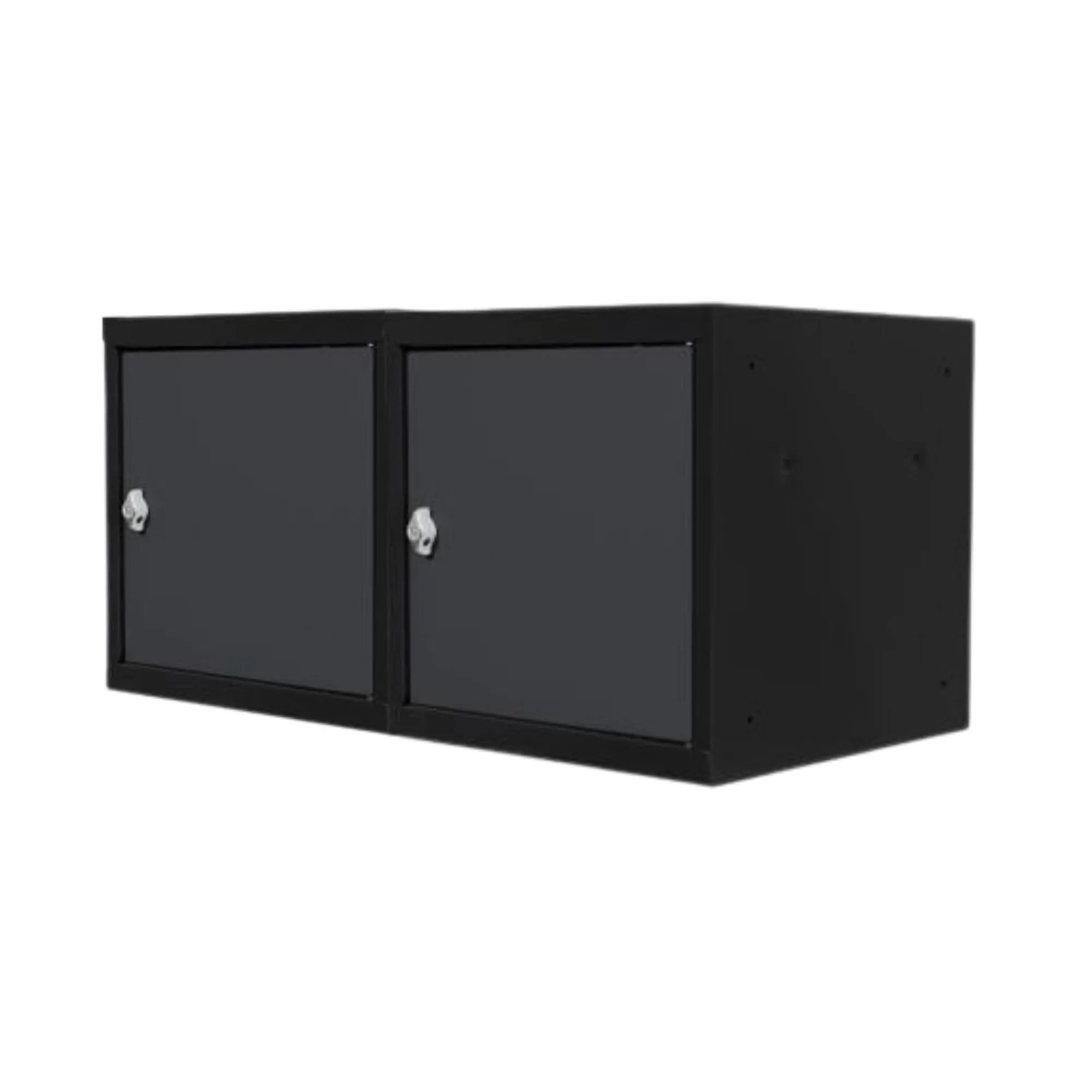 Mega Deal | 2x Schließfachwürfel Blocky mit Drehriegelschloss für Vorhängeschloss | HxBxT 40x40x40cm | Anthrazit/Anthrazitgrau