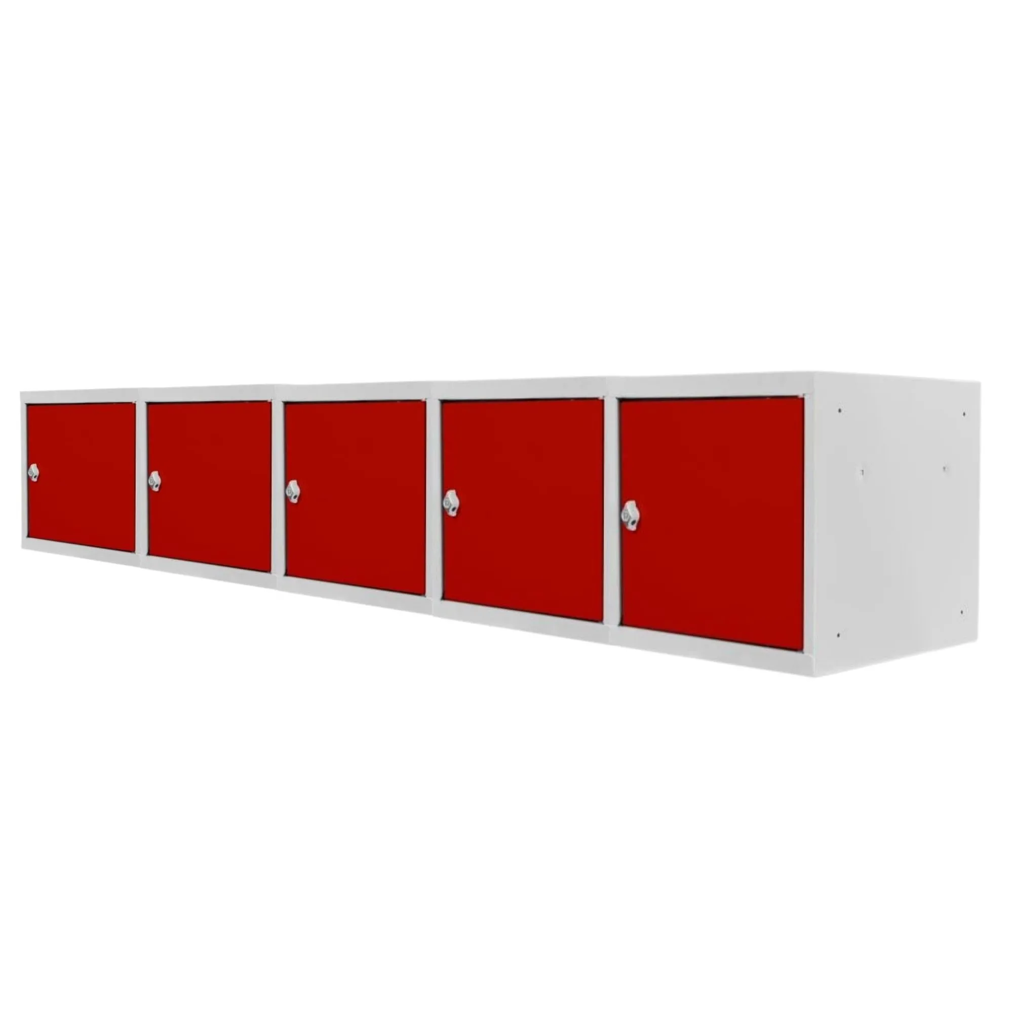 Mega Deal | 5x Schließfachwürfel Blocky mit Drehriegelschloss für Vorhängeschloss | HxBxT 40x40x40cm | Lichtgrau/Rot