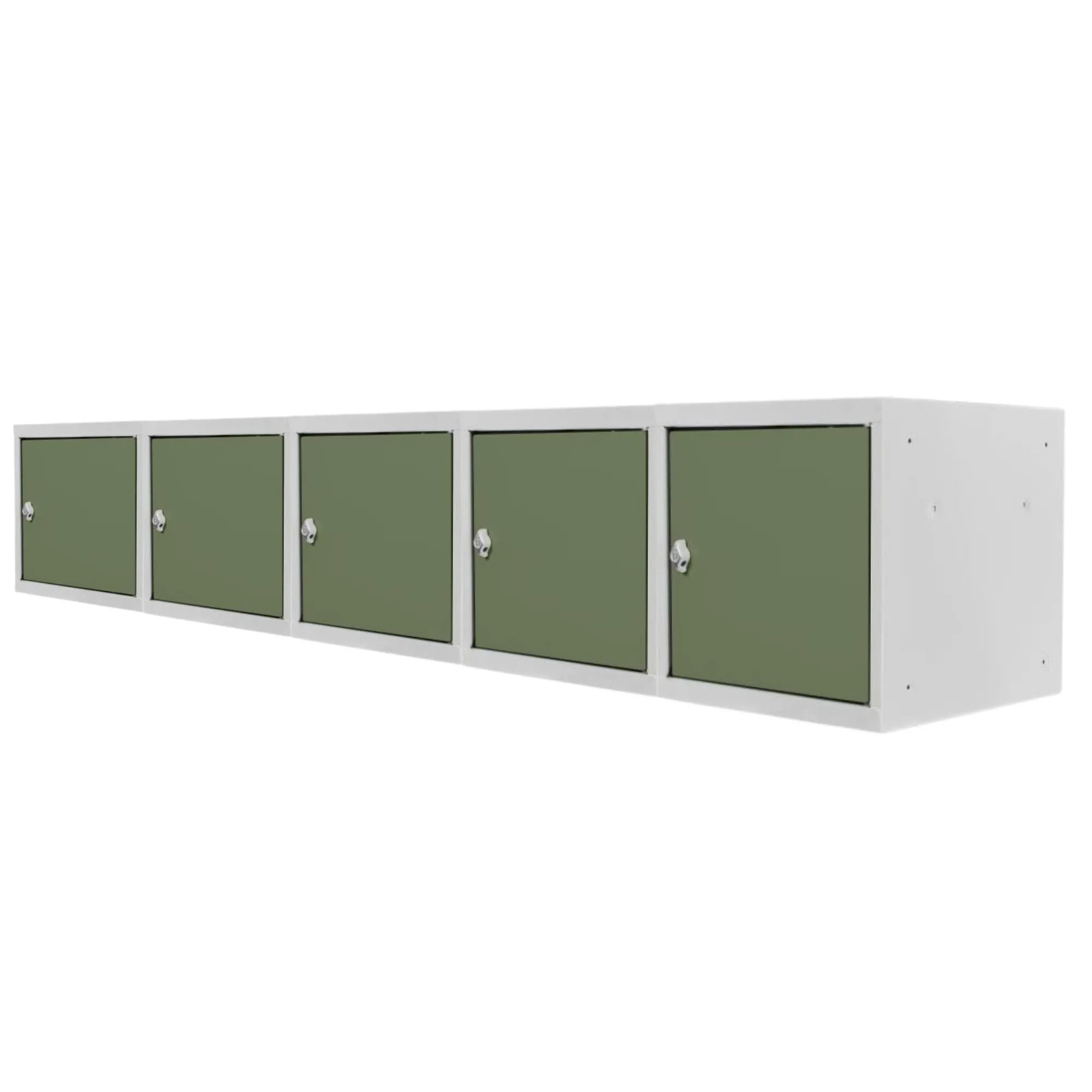 Mega Deal | 5x Schließfachwürfel Blocky mit Drehriegelschloss für Vorhängeschloss | HxBxT 40x40x40cm | Lichtgrau/Grün