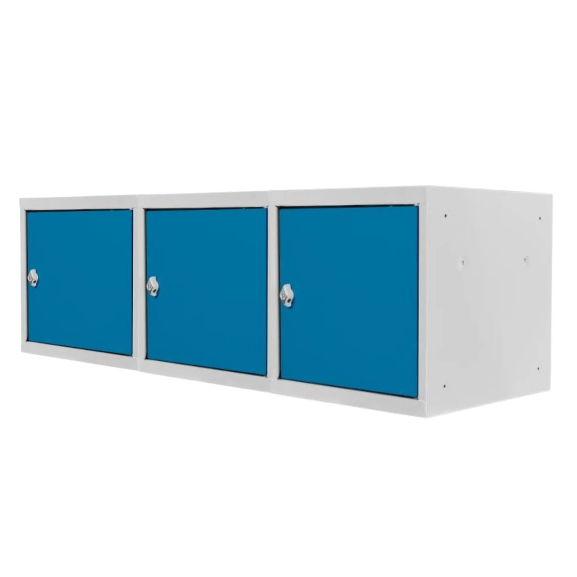 Mega Deal | 3x Schließfachwürfel Blocky mit Drehriegelschloss für Vorhängeschloss | HxBxT 40x40x40cm | Lichtgrau/Lichtblau