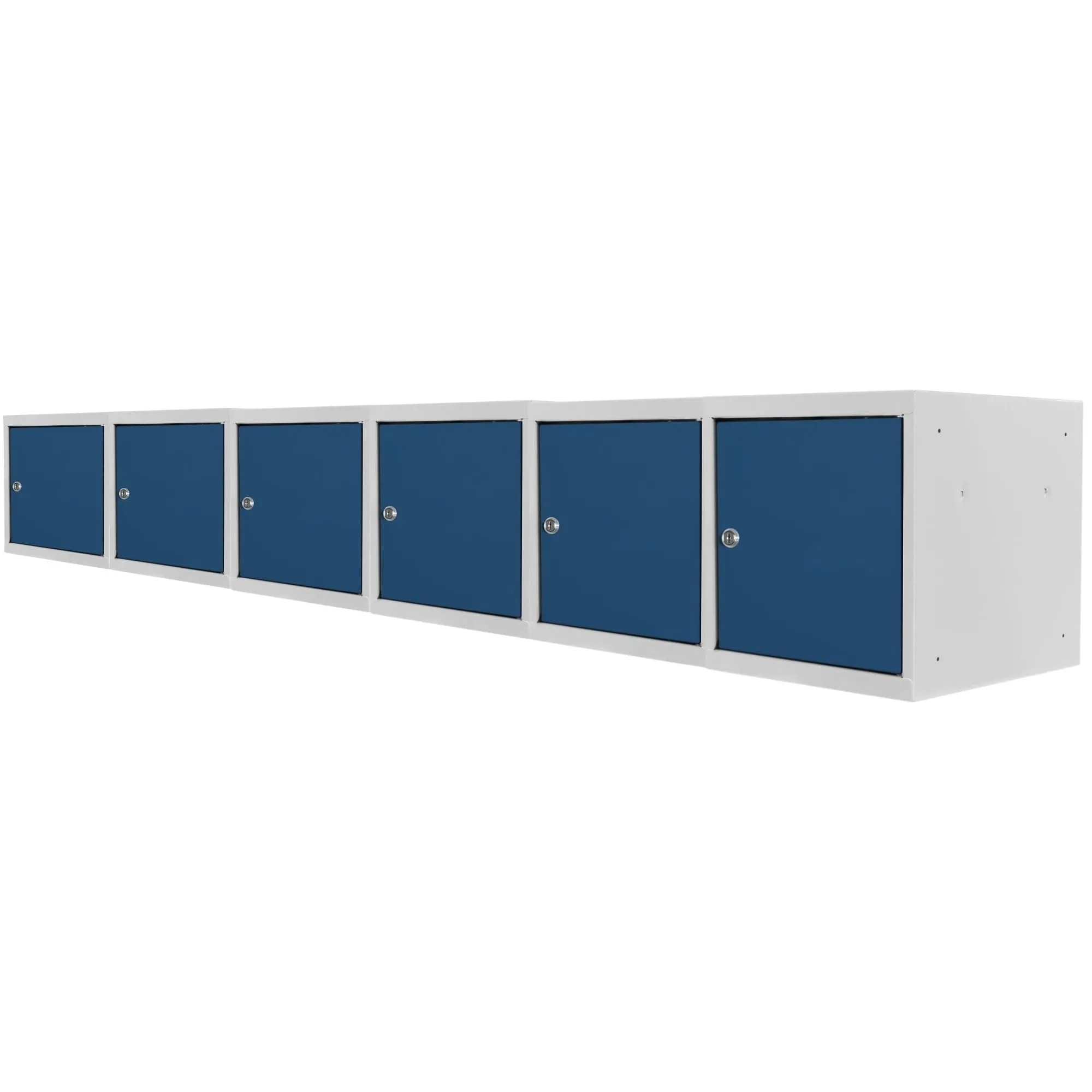 Mega Deal | 6x Schließfachwürfel Blocky mit Zylinderschloss + 2 Schlüssel | HxBxT 40x40x40cm | Lichtgrau/Blau