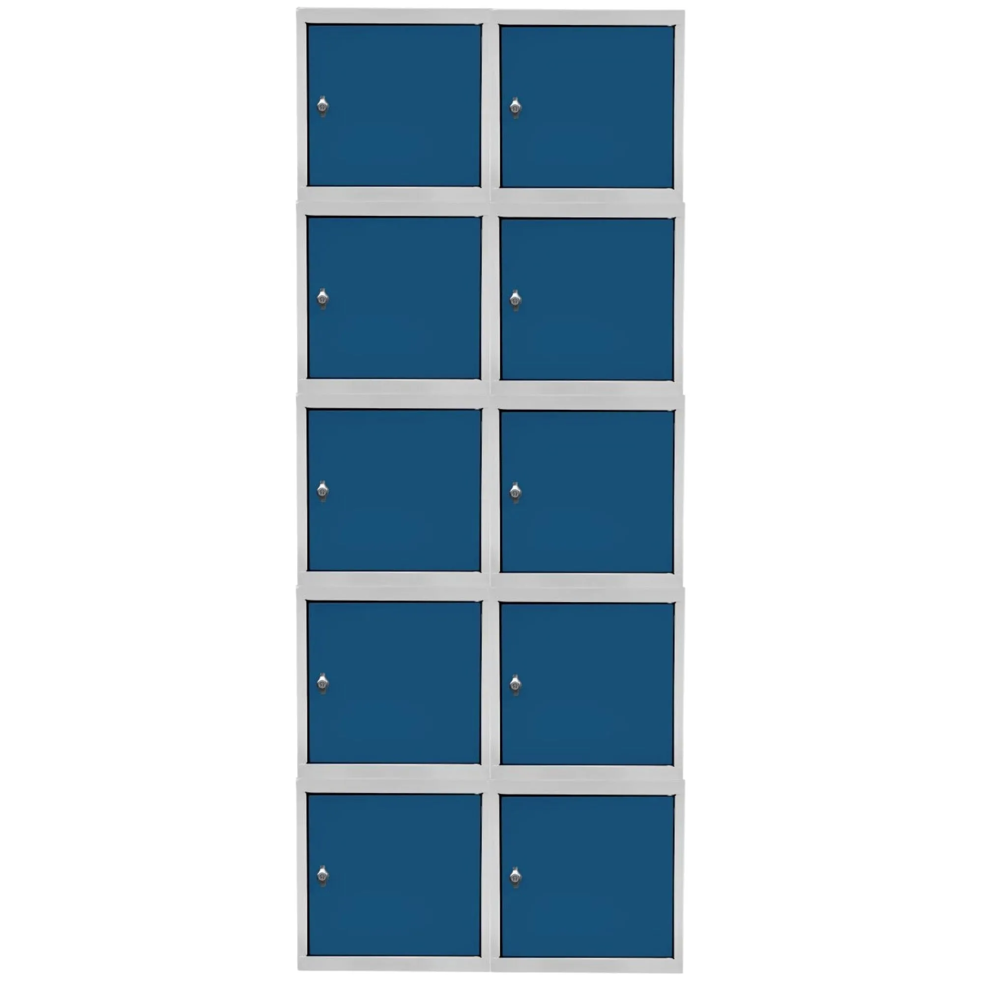 Mega Deal | 10x Schließfachwürfel Blocky mit Drehriegelschloss für Vorhängeschloss | HxBxT 40x40x40cm | Lichtgrau/Blau