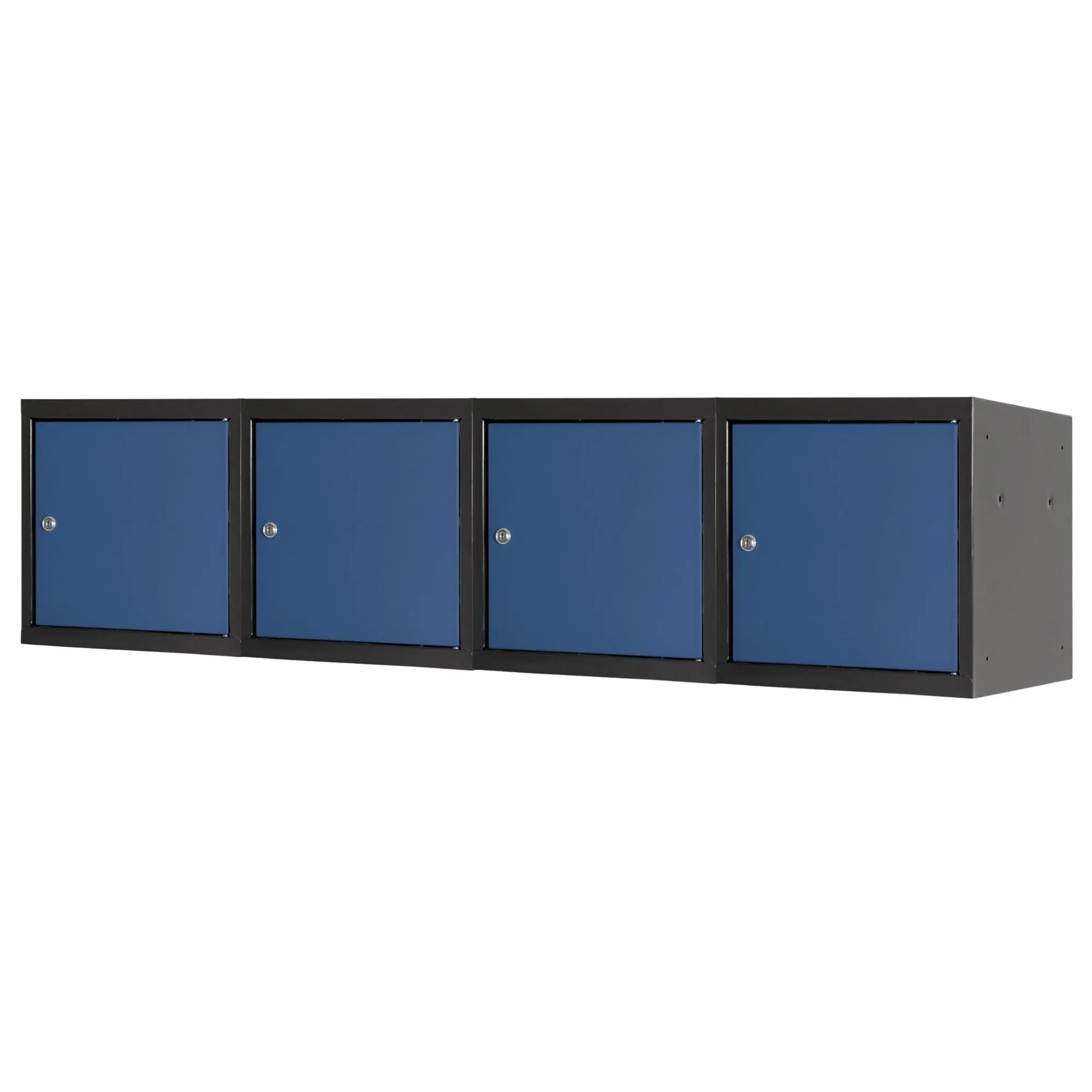 Mega Deal | 4x Schließfachwürfel Blocky mit Zylinderschloss + 2 Schlüssel | HxBxT 40x40x40cm | Anthrazit/Enzianblau