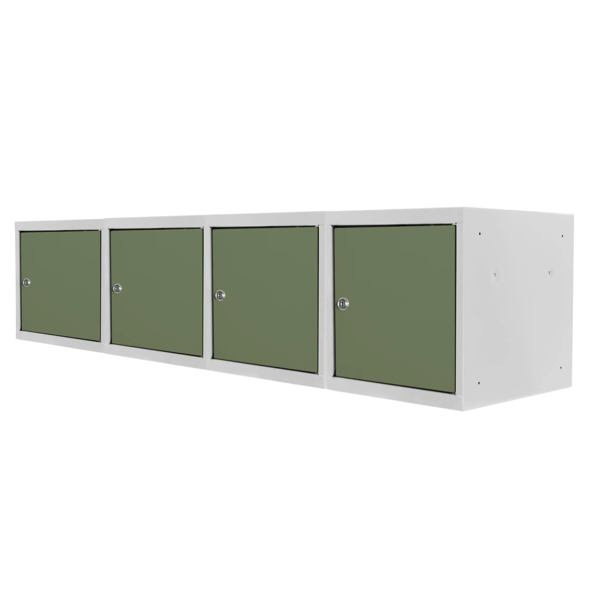 Mega Deal | 4x Schließfachwürfel Blocky mit Zylinderschloss + 2 Schlüssel | HxBxT 40x40x40cm | Lichtgrau/Grün