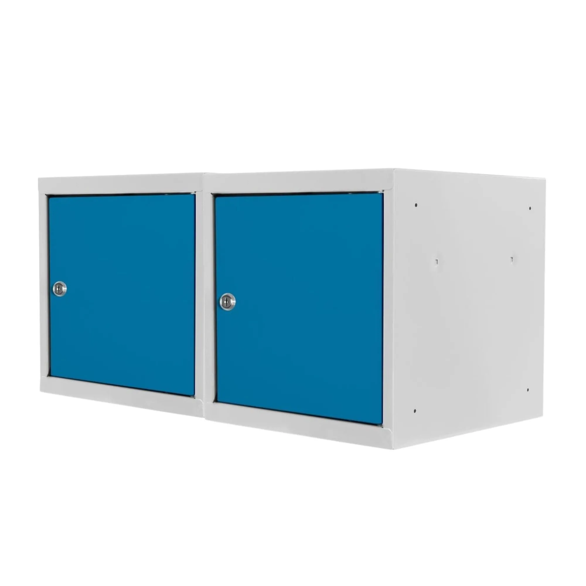 Mega Deal | 2x Schließfachwürfel Blocky mit Zylinderschloss + 2 Schlüssel | HxBxT 40x40x40cm | Lichtgrau/Lichtblau