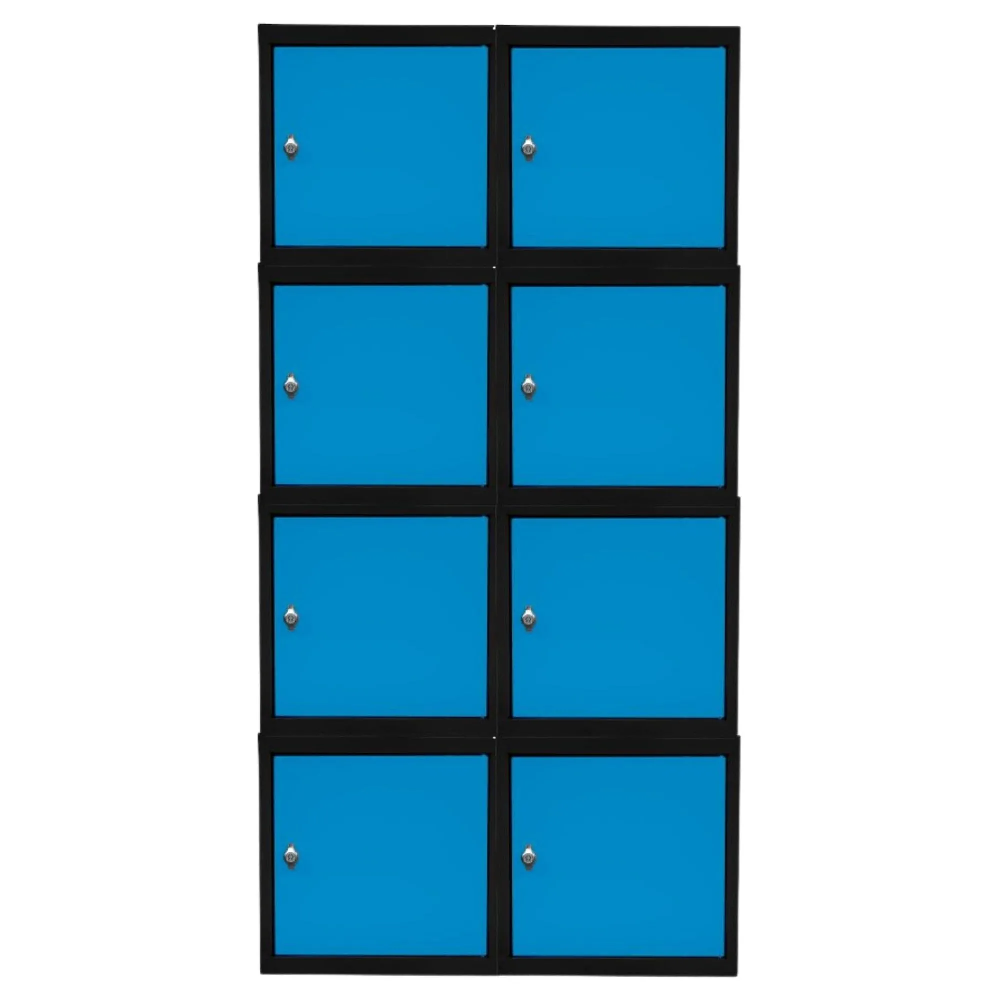 Mega Deal | 8x Schließfachwürfel Blocky mit Drehriegelschloss für Vorhängeschloss | HxBxT 40x40x40cm | Anthrazit/Lichtblau