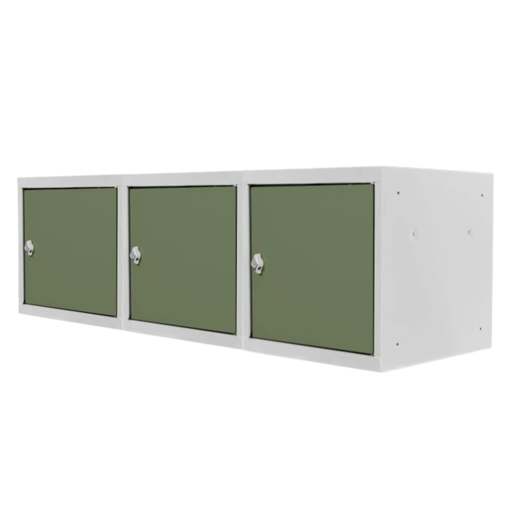 Mega Deal | 3x Schließfachwürfel Blocky mit Drehriegelschloss für Vorhängeschloss | HxBxT 40x40x40cm | Lichtgrau/Grün