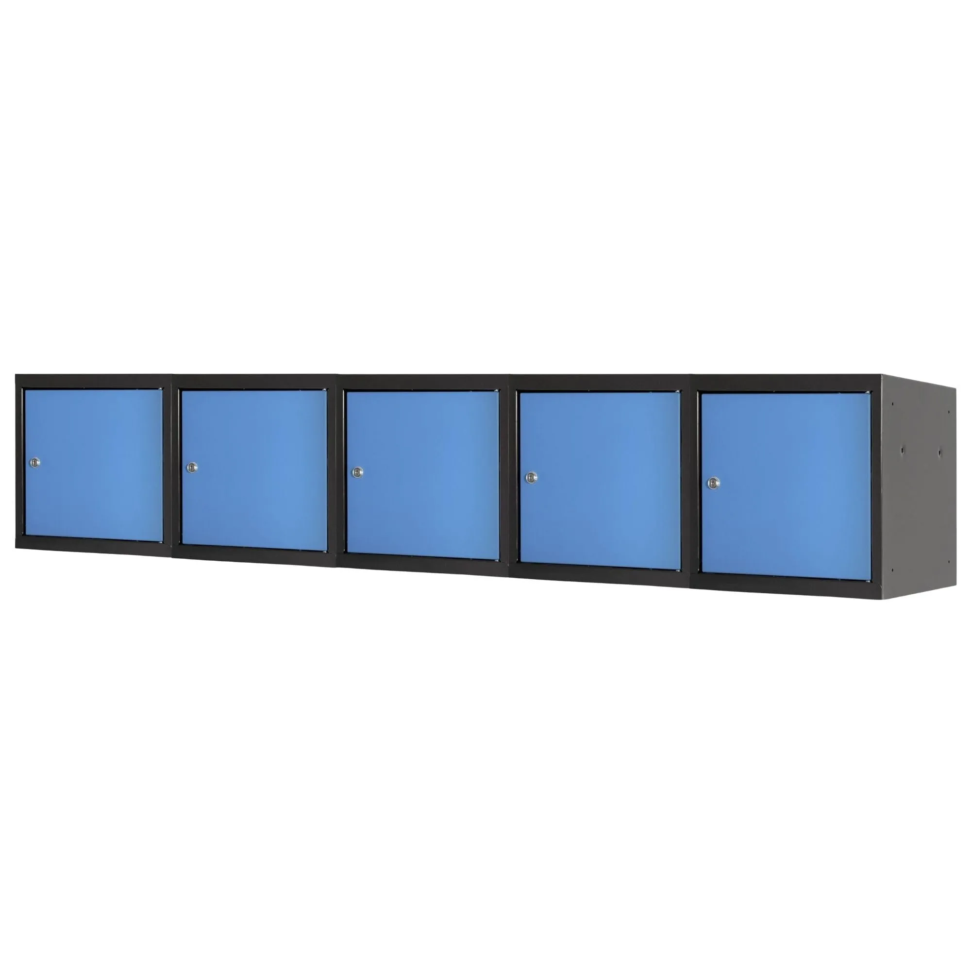 Mega Deal | 5x Schließfachwürfel Blocky mit Zylinderschloss + 2 Schlüssel | HxBxT 40x40x40cm | Anthrazit/Lichtblau