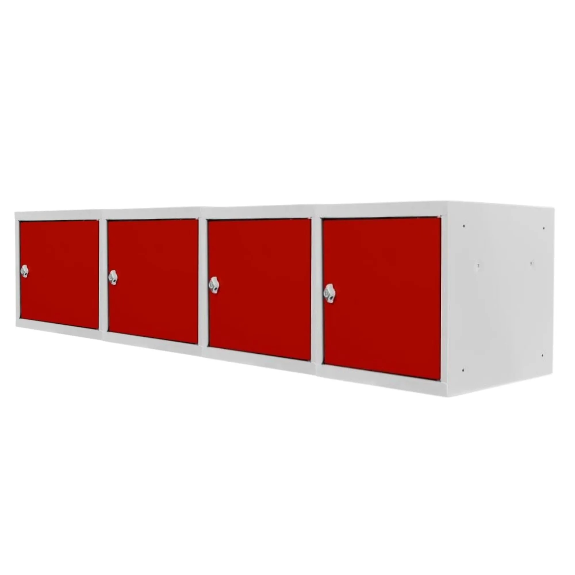 Mega Deal | 4x Schließfachwürfel Blocky mit Drehriegelschloss für Vorhängeschloss | HxBxT 40x40x40cm | Lichtgrau/Rot