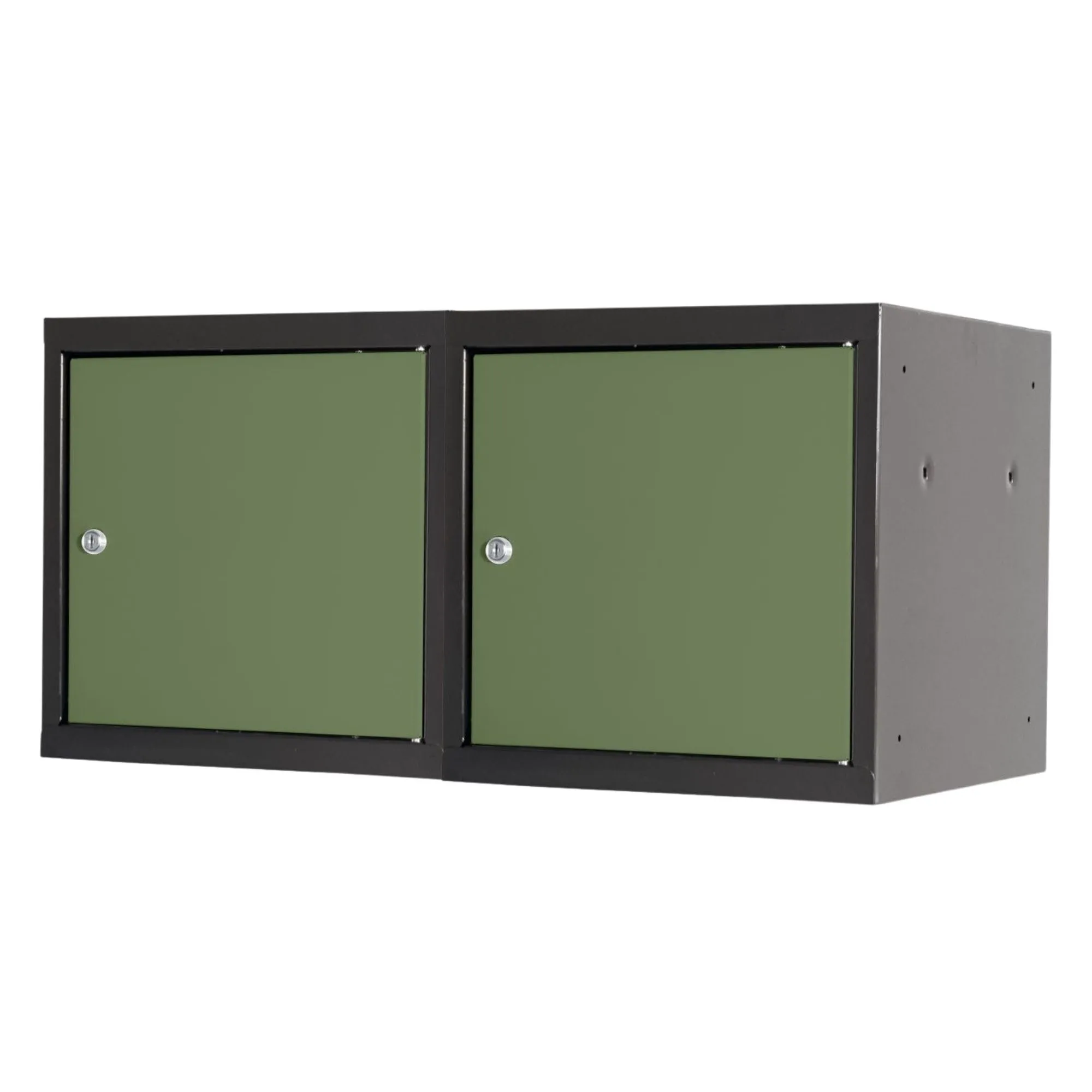 Mega Deal | 2x Schließfachwürfel Blocky mit Zylinderschloss + 2 Schlüssel | HxBxT 40x40x40cm | Anthrazit/Resedagrün