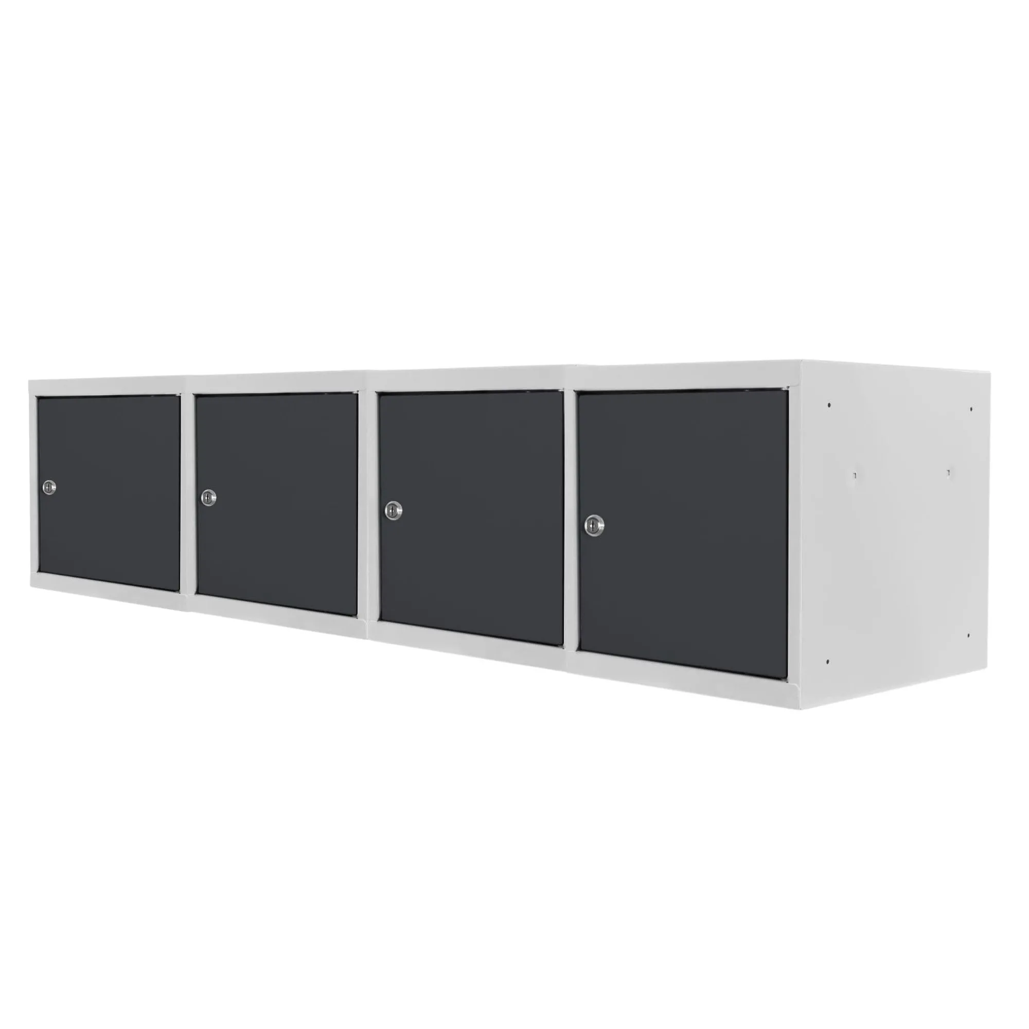 Mega Deal | 4x Schließfachwürfel Blocky mit Zylinderschloss + 2 Schlüssel | HxBxT 40x40x40cm | Lichtgrau/Anthrazitgrau