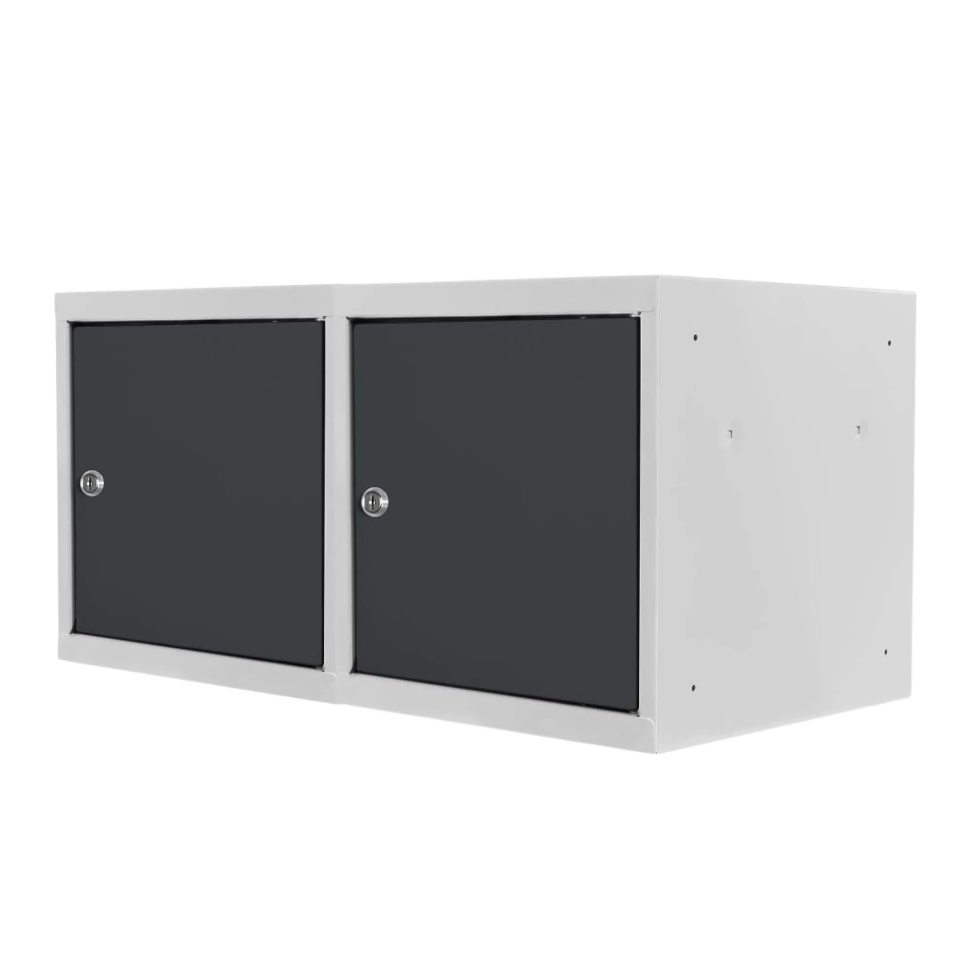 Mega Deal | 2x Schließfachwürfel Blocky mit Zylinderschloss + 2 Schlüssel | HxBxT 40x40x40cm | Lichtgrau/Anthrazitgrau