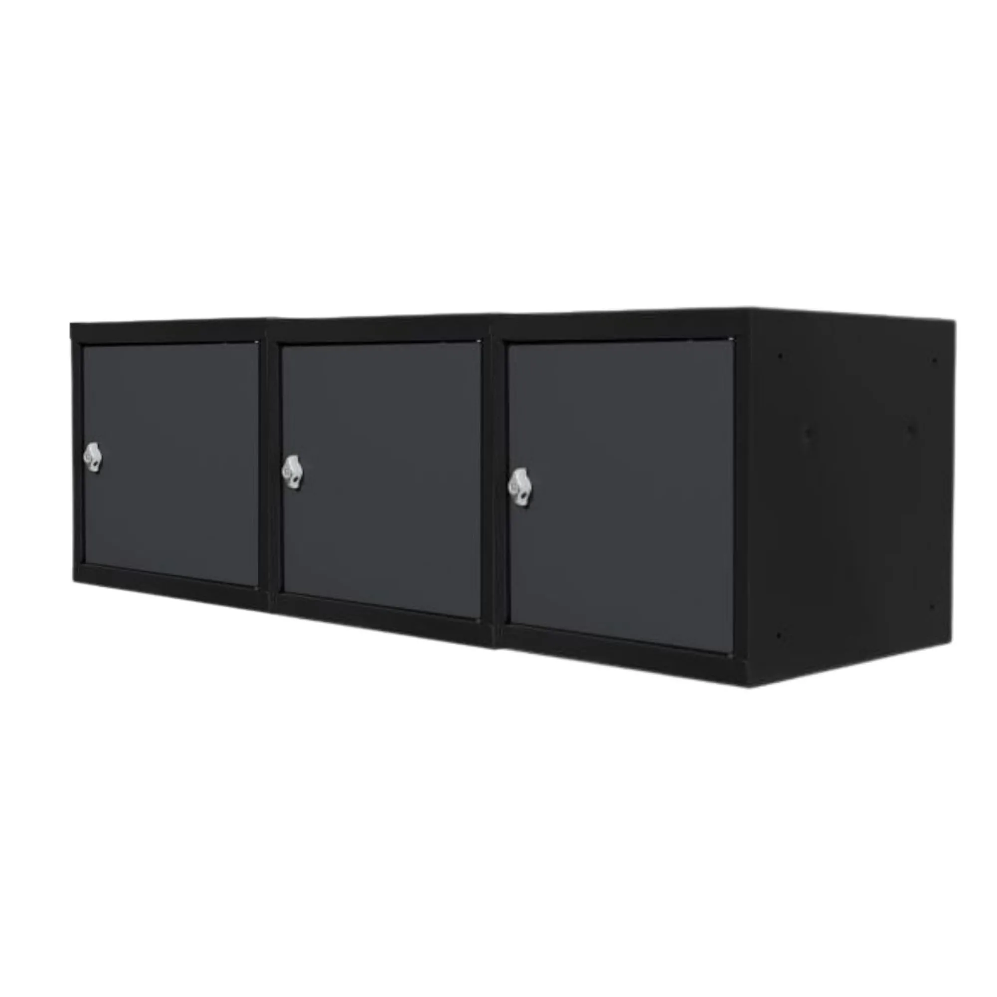 Mega Deal | 3x Schließfachwürfel Blocky mit Drehriegelschloss für Vorhängeschloss | HxBxT 40x40x40cm | Anthrazit/Anthrazitgrau