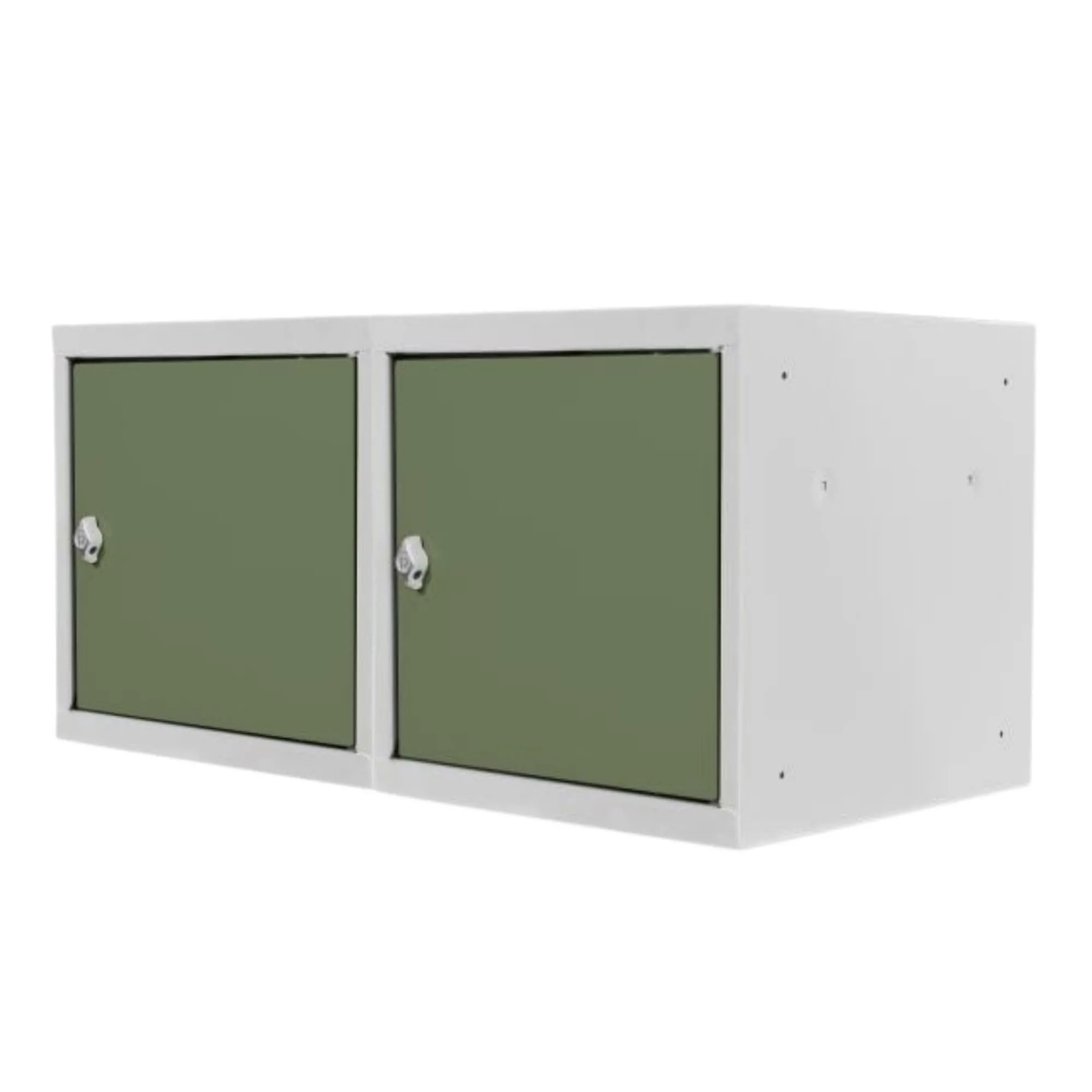 Mega Deal | 2x Schließfachwürfel Blocky mit Drehriegelschloss für Vorhängeschloss | HxBxT 40x40x40cm | Lichtgrau/Grün