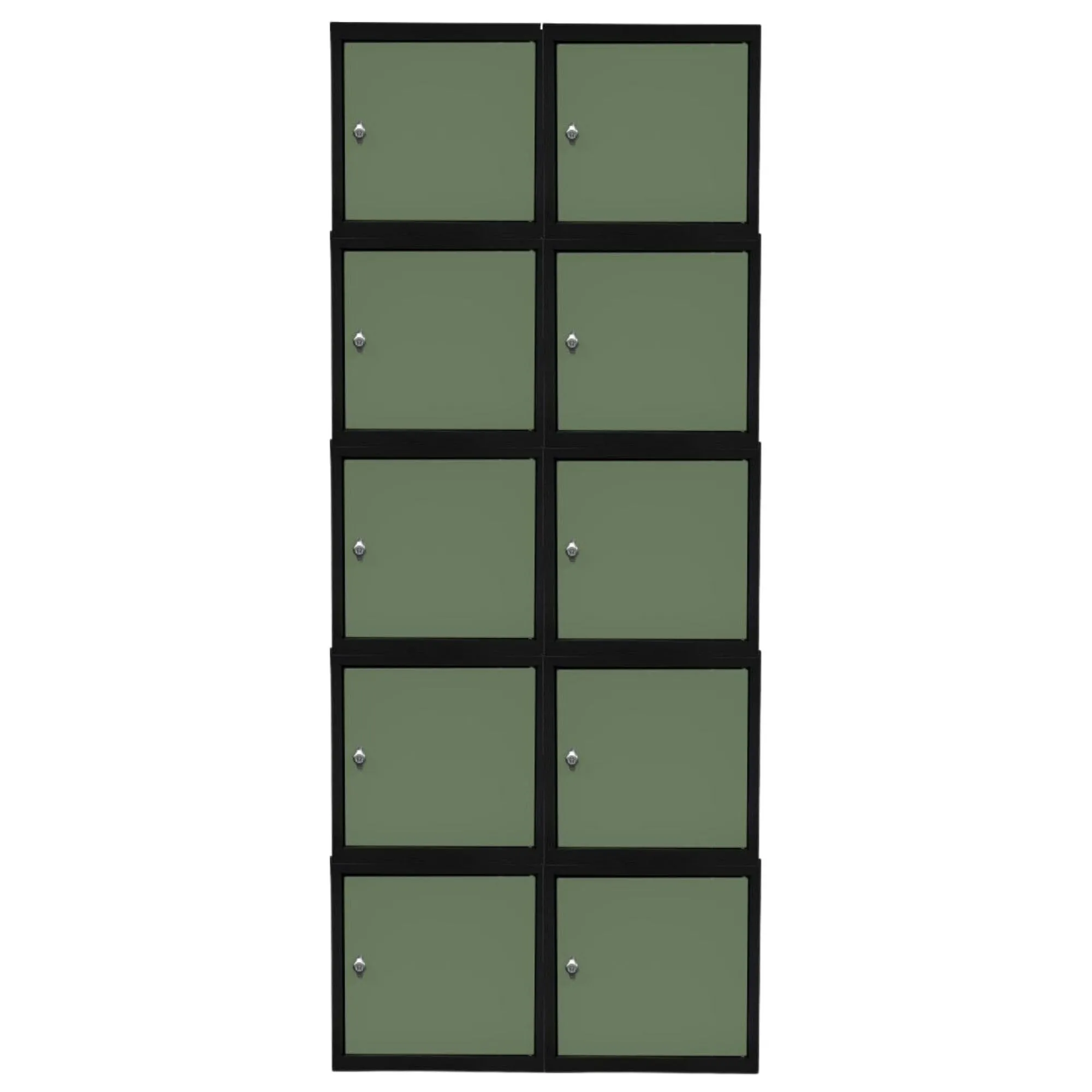 Mega Deal | 10x Schließfachwürfel Blocky mit Drehriegelschloss für Vorhängeschloss | HxBxT 40x40x40cm | Anthrazit/Resedagrün