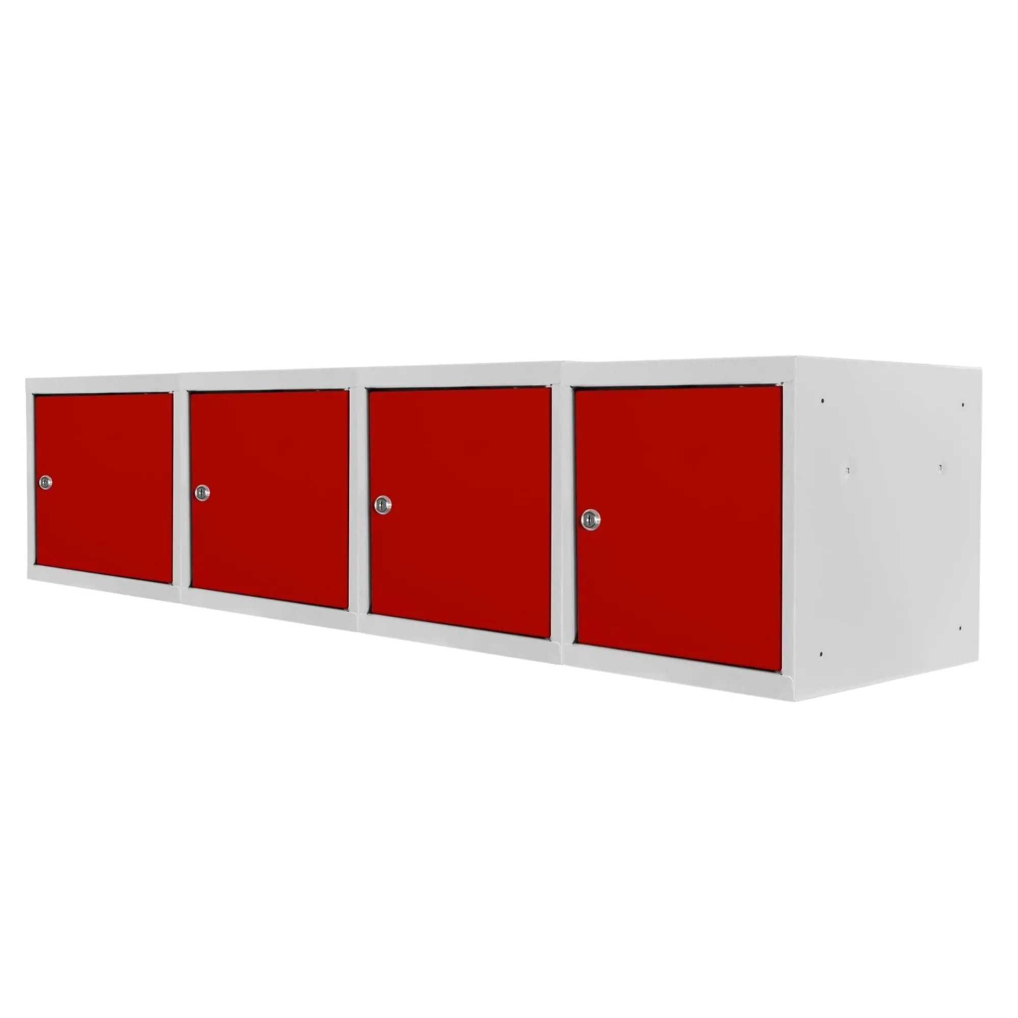 Mega Deal | 4x Schließfachwürfel Blocky mit Zylinderschloss + 2 Schlüssel | HxBxT 40x40x40cm | Lichtgrau/Rot