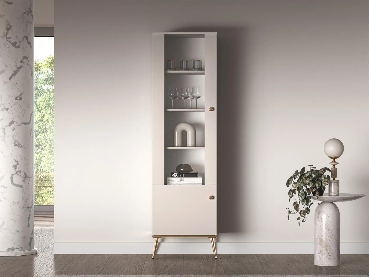 Vitrine 2-türig - Greige - 55 cm - SELGIN