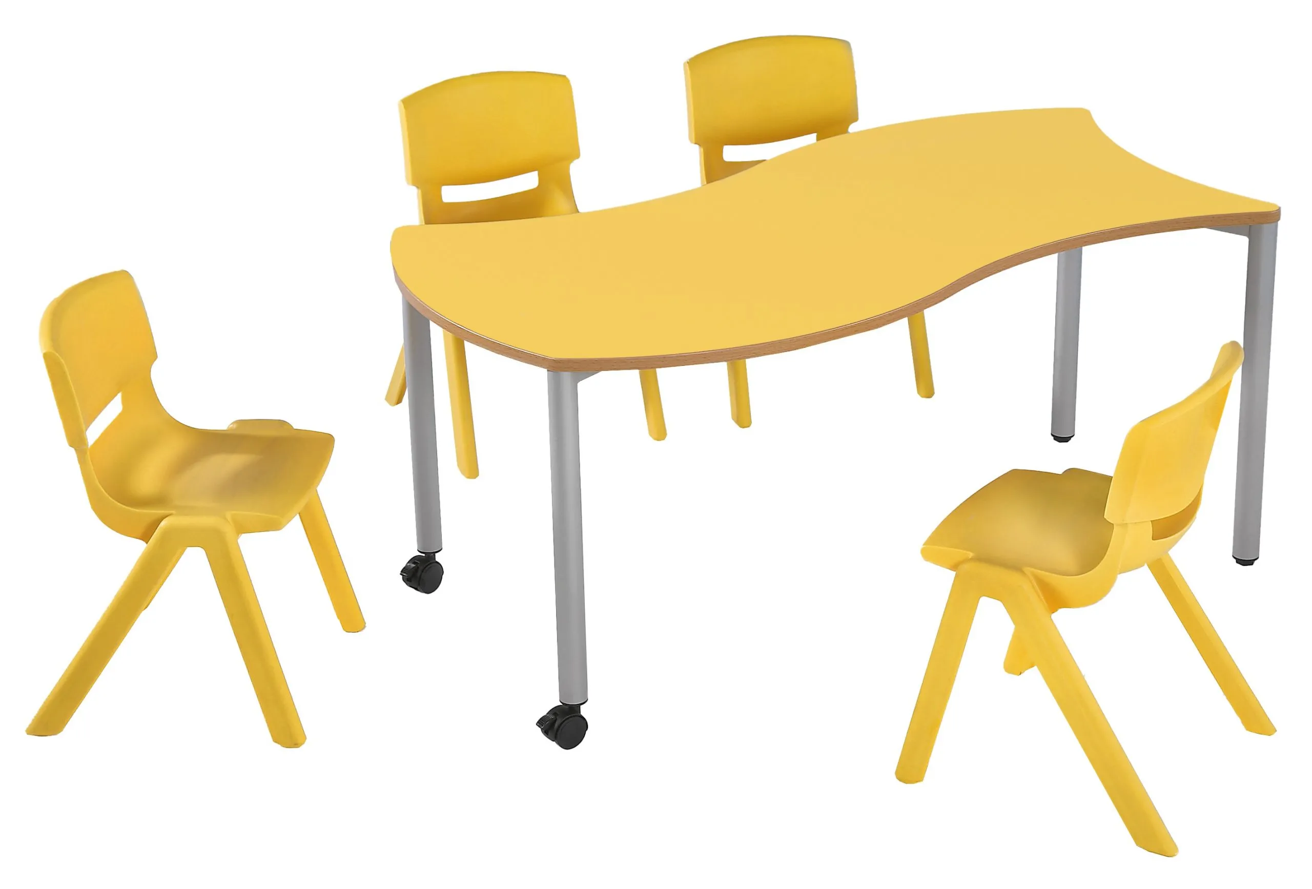 Rechteckwellentisch mit Rundrohrstahlgestell, fahrbar oder feststehend in verschiedenen Höhen