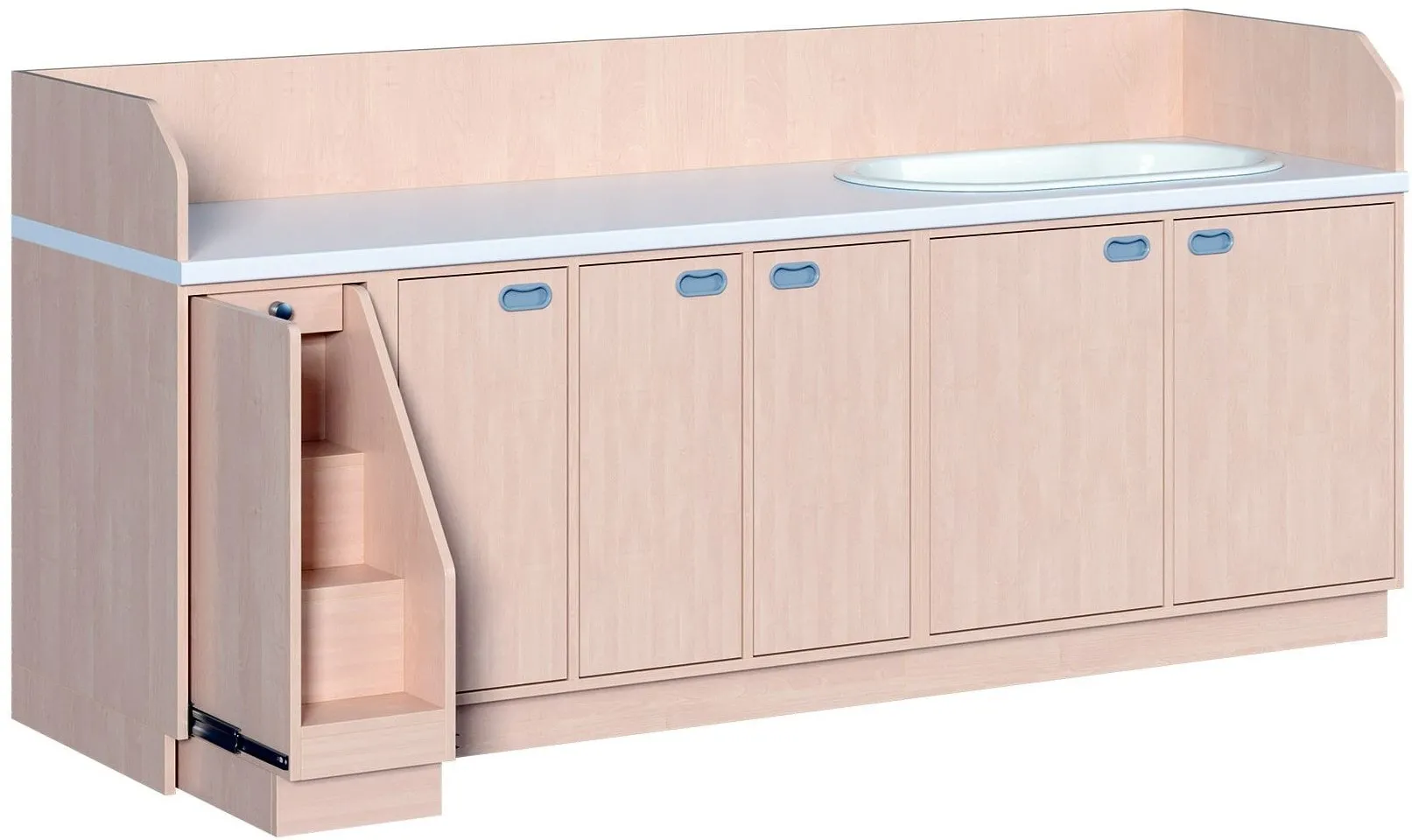 Wickelkommode mit Türen inkl. Badewanne und Treppe